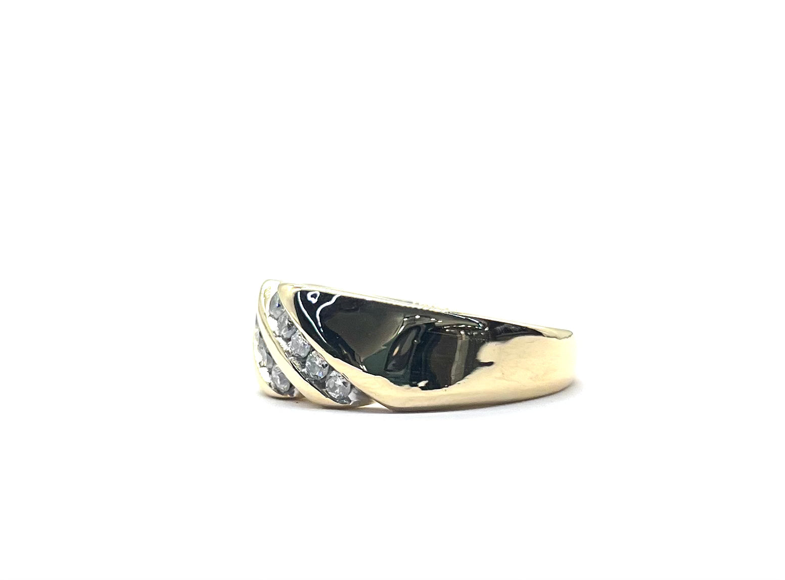 Men's 2 Row Diagonal Diamond Ring - 14K Gold Plated Wedding Band for Men, Anniversary Gift for Him, Perfect for Engagements & Special Occasions