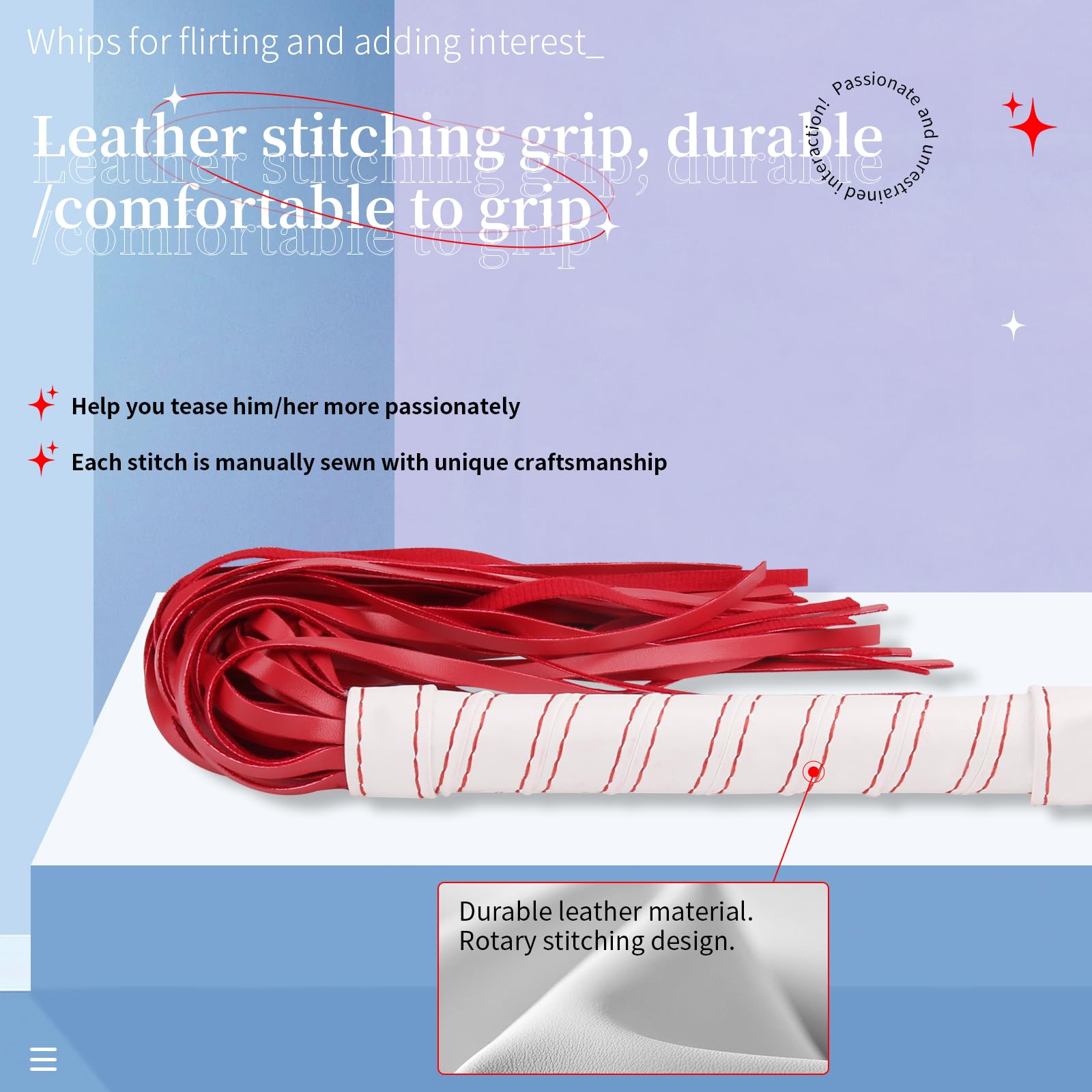 Premium Leather BDSM Whip Flogger for Couples - Sensual Spanking Paddle, Adult Sex Toy for Role Play & BDSM Play - Perfect for Bedroom Fun, BDSM Parties & Couples Bonding
