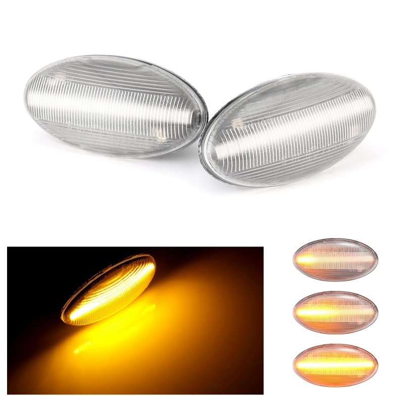 Peugeot LED Side Marker Lights - Dynamic Sequential Turn Signal Lamps for 1007 206 307 407 607 Partner (2PCS) | Waterproof & Durable for Night Driving & Enhanced Vehicle Safety