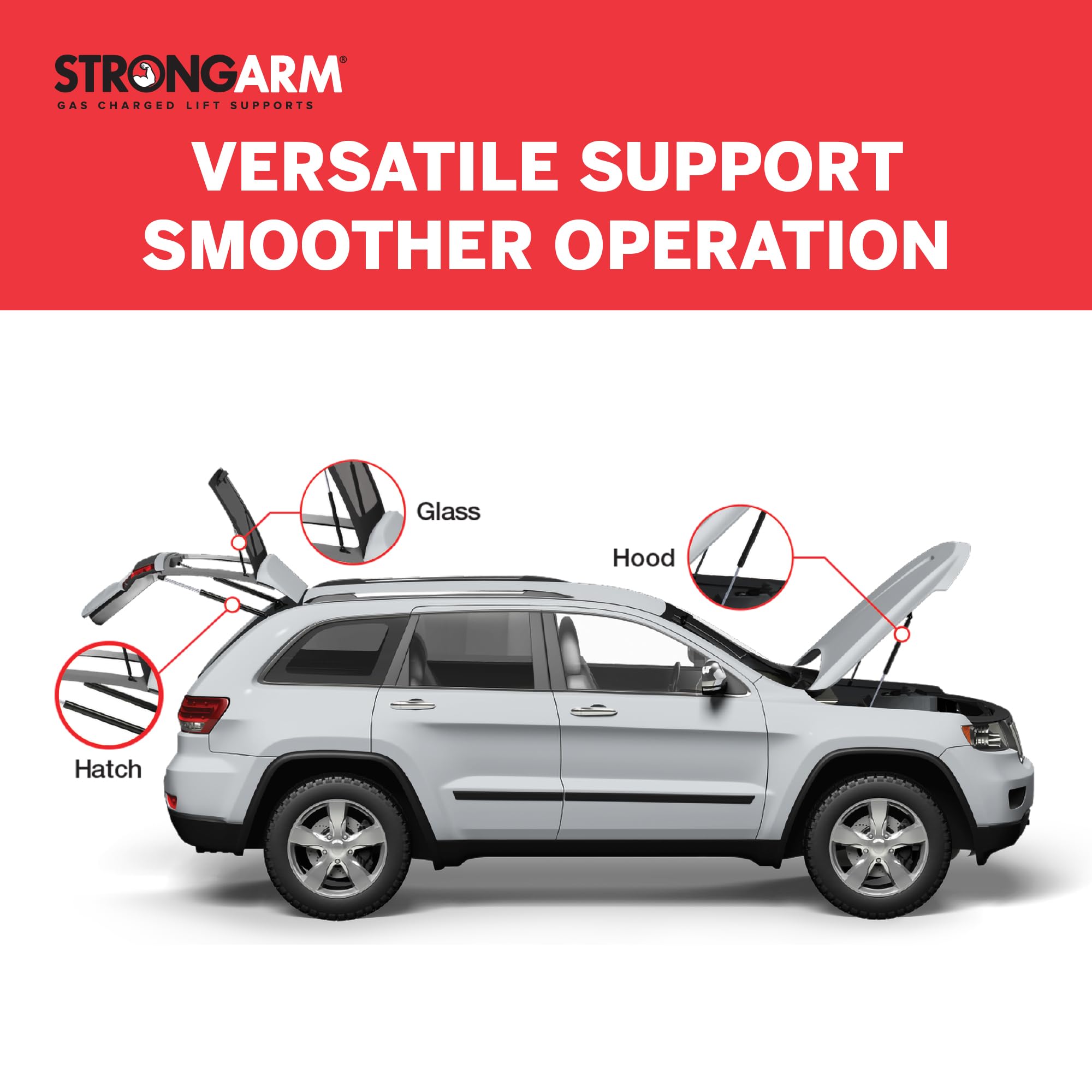 StrongArm 4365 Back Glass Lift Support - Heavy Duty Gas Strut for Truck, SUV, and Van Tailgates (Pack of 1) | Durable Replacement Part for Smooth Tailgate Operation | Perfect for Camping, Hauling, and Outdoor Adventures