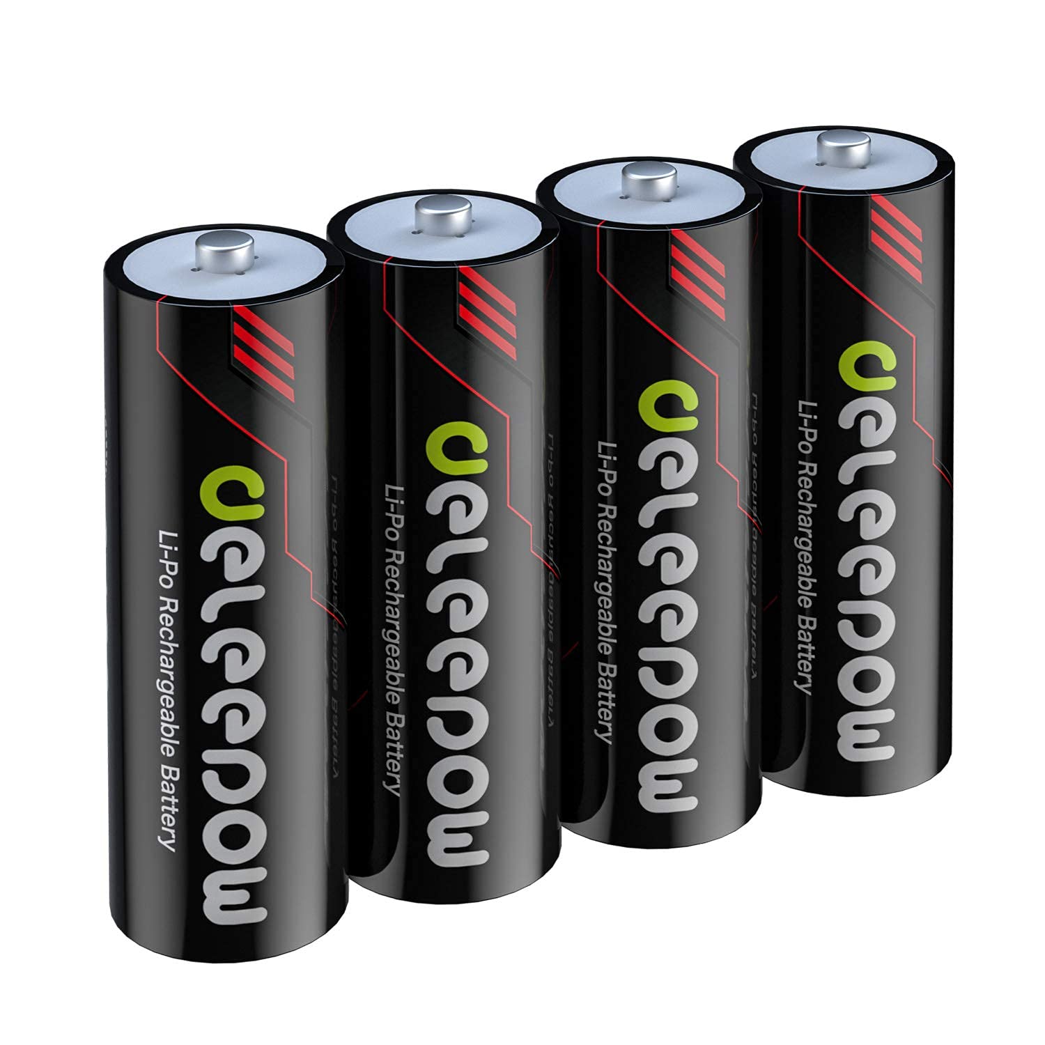 Deleepow Rechargeable AA Lithium Batteries 1.5V 3400mWh - 4 Pack with 1500 Cycles - Long Lasting Power for Cameras, Flashlights, Toys & Electronics