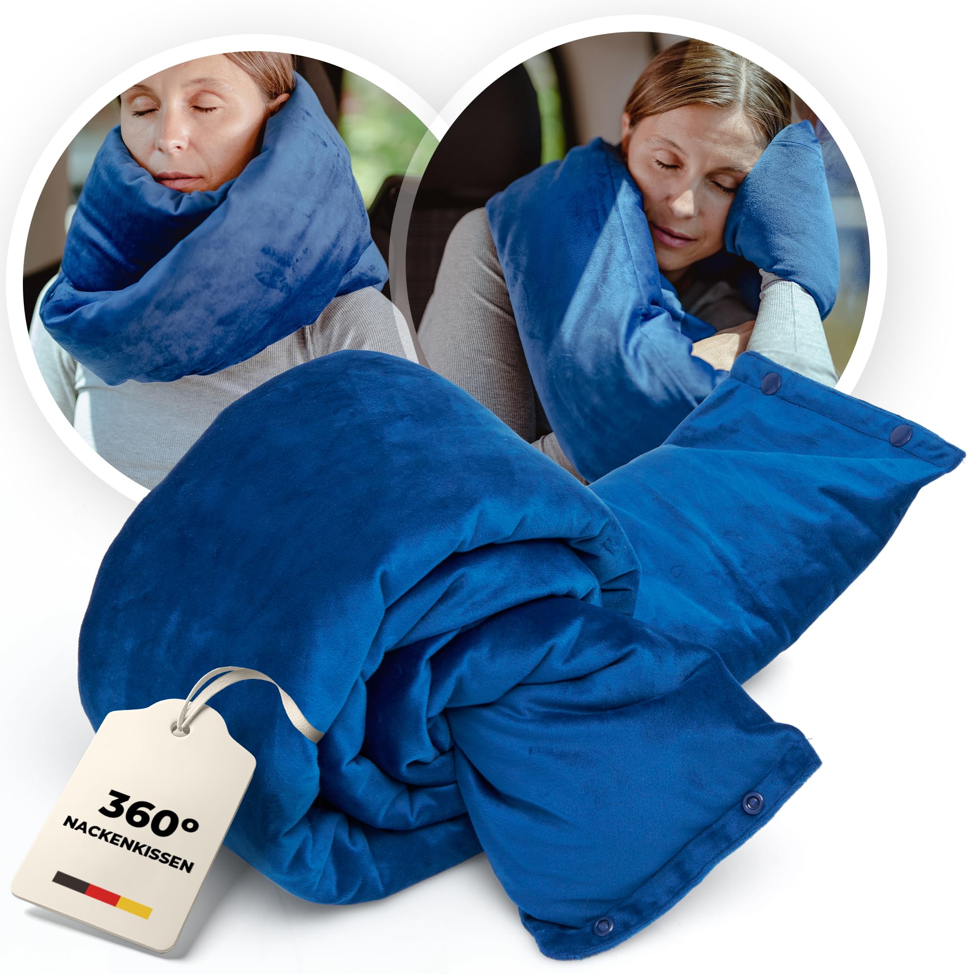 Premium Memory Foam Travel Neck Pillow - Ultra Soft & Lightweight Neck Support for Airplane, Car & Office - Ergonomic Design for Restful Sleep - Perfect for Long Flights, Road Trips & Work Breaks (Blue)