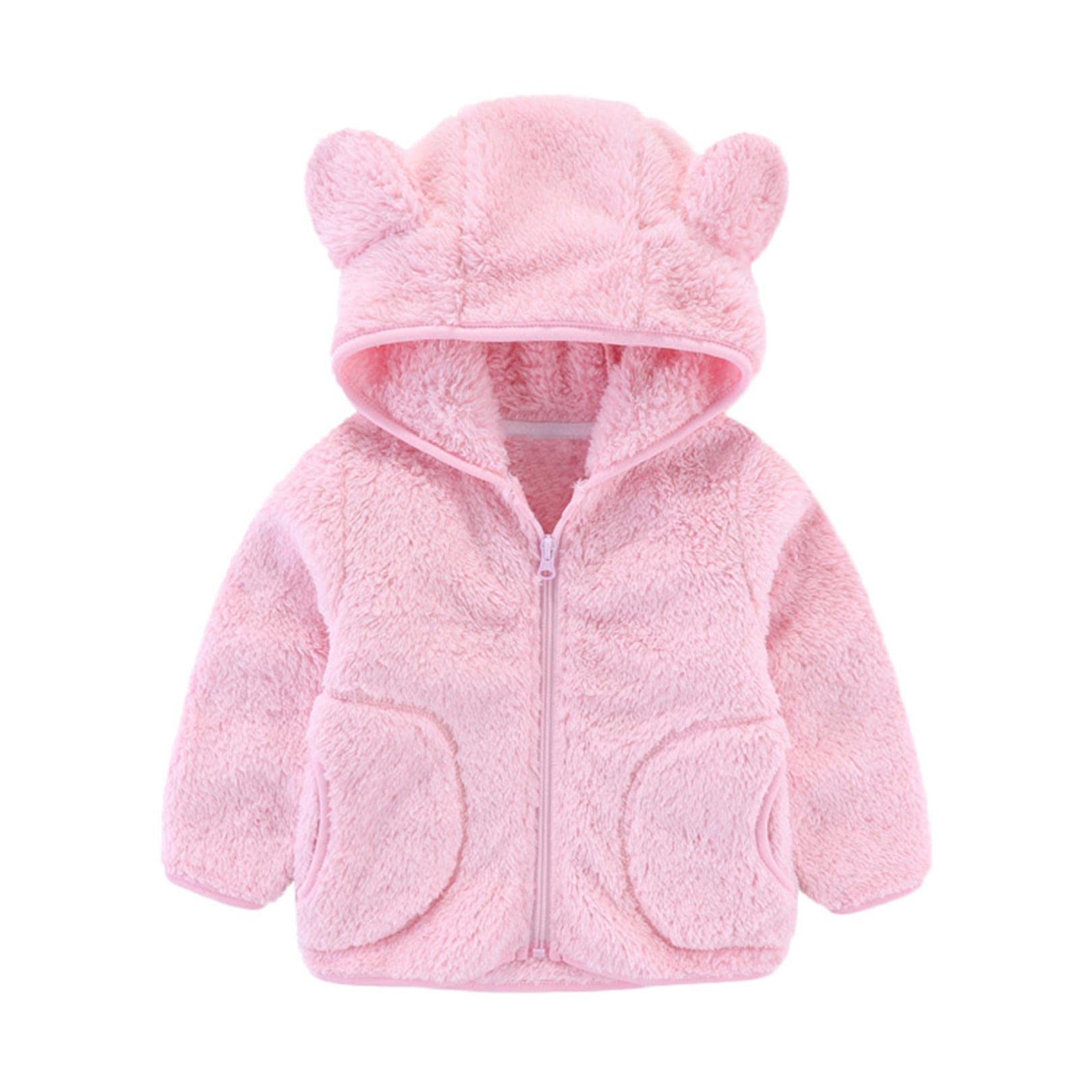 Adorable Baby Boys & Girls Fleece Hooded Jacket with Bear Ears - Winter Warm Zip-Up Snowsuit Jumpsuit for Toddlers | Perfect for Outdoor Play, Snow Days & Cold Weather Adventures