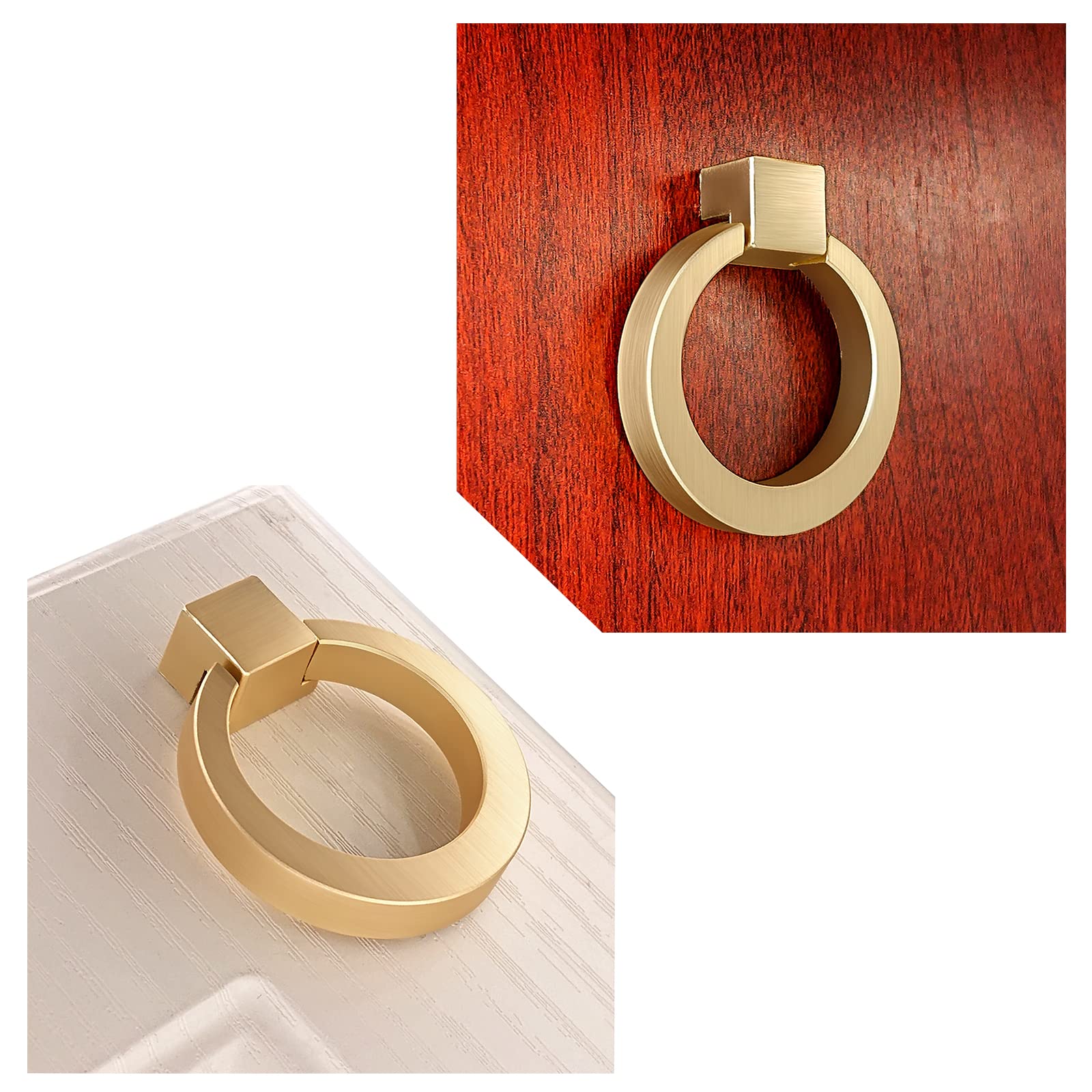 Brushed Brass Cabinet Knobs - Zinc Alloy Round Drawer Pulls for Kitchen Cabinets & Doors - Gold Hardware Handles (2 Pack) - Perfect for Home Renovation, Furniture Upgrades & DIY Projects
