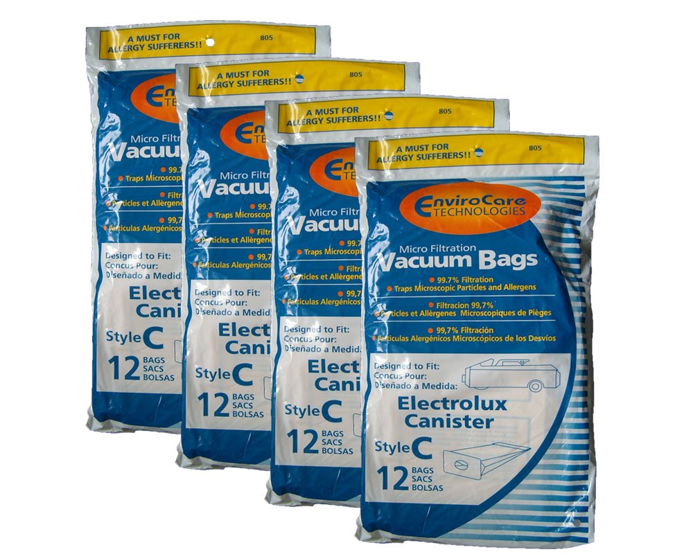 EnviroCare Replacement Micro Filtration Vacuum Cleaner Dust Bags - Compatible with Electrolux Canister Style C (Pack of 48) | Ideal for Home Cleaning, Pet Hair Removal & Allergen Reduction