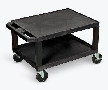 Luxor Tuffy Black 2 Shelf AV Cart - Heavy Duty Media Storage Cart for TV, DVD, and Audio Equipment - Perfect for Home Theater, Classroom, and Office Use