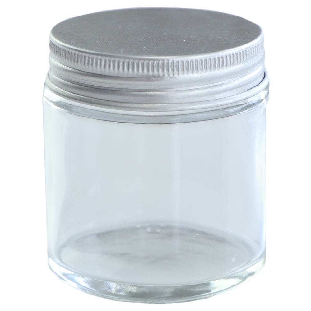 Premium Clear Glass Jar with Silver Airtight Lid - 100ml (3.4oz) for Spices, Herbs, DIY Beauty & Crafts Storage | Kitchen & Bathroom Organizer