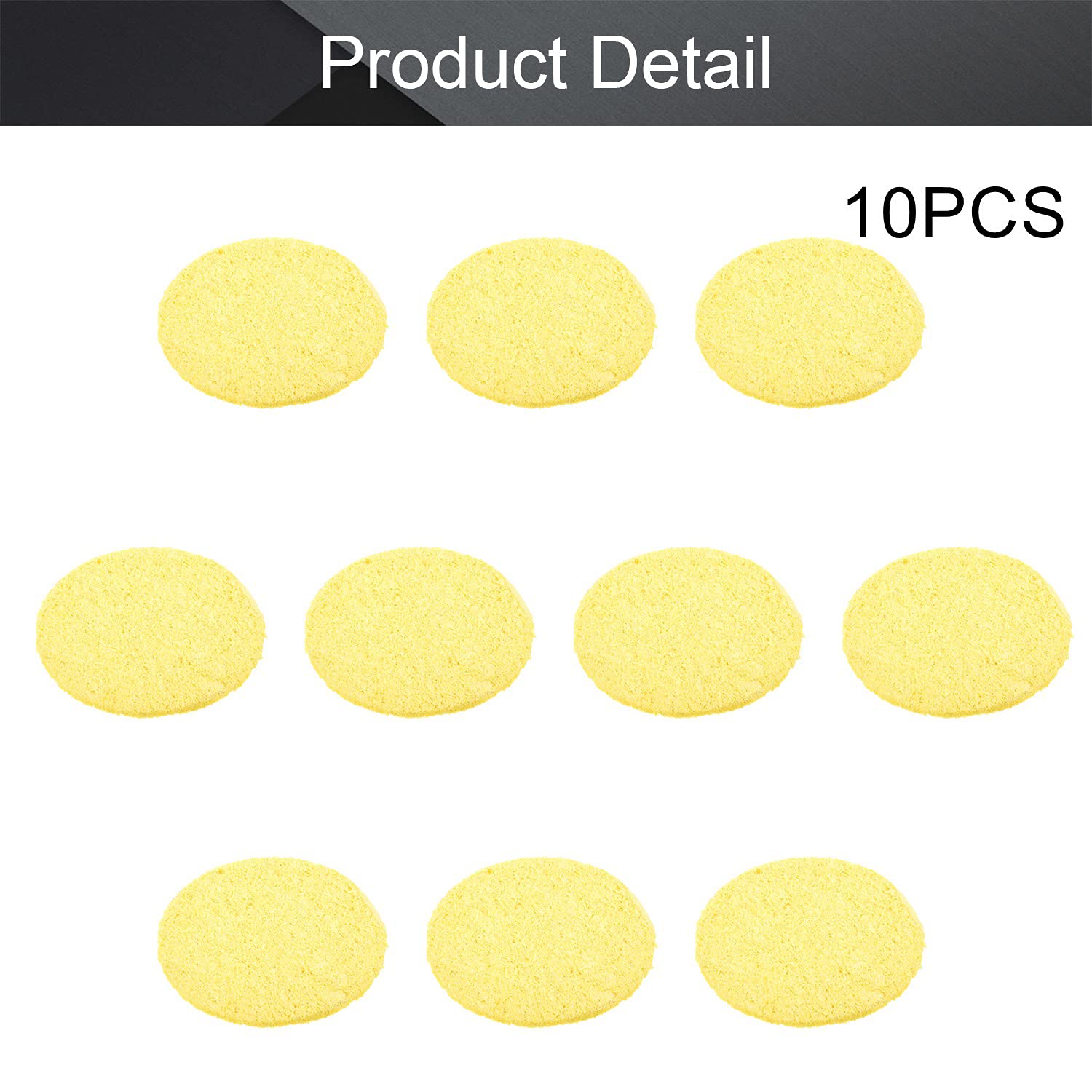 Fielect 10Pcs High-Temperature Soldering Sponge 55mmx55mmx11mm - Yellow Round Cleaning Pads for Soldering Iron Tips - Perfect for Electronics Repair, DIY Projects, and Professional Soldering Work