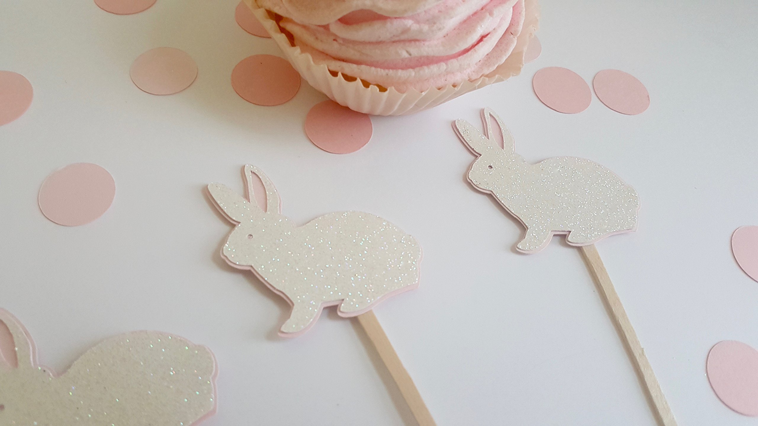Easter Bunny Cupcake Toppers - 24 Pack Adorable Bunny Decorations for Easter Cupcakes, Cakes & Desserts - Perfect for Easter Party, Spring Celebrations & Holiday Baking