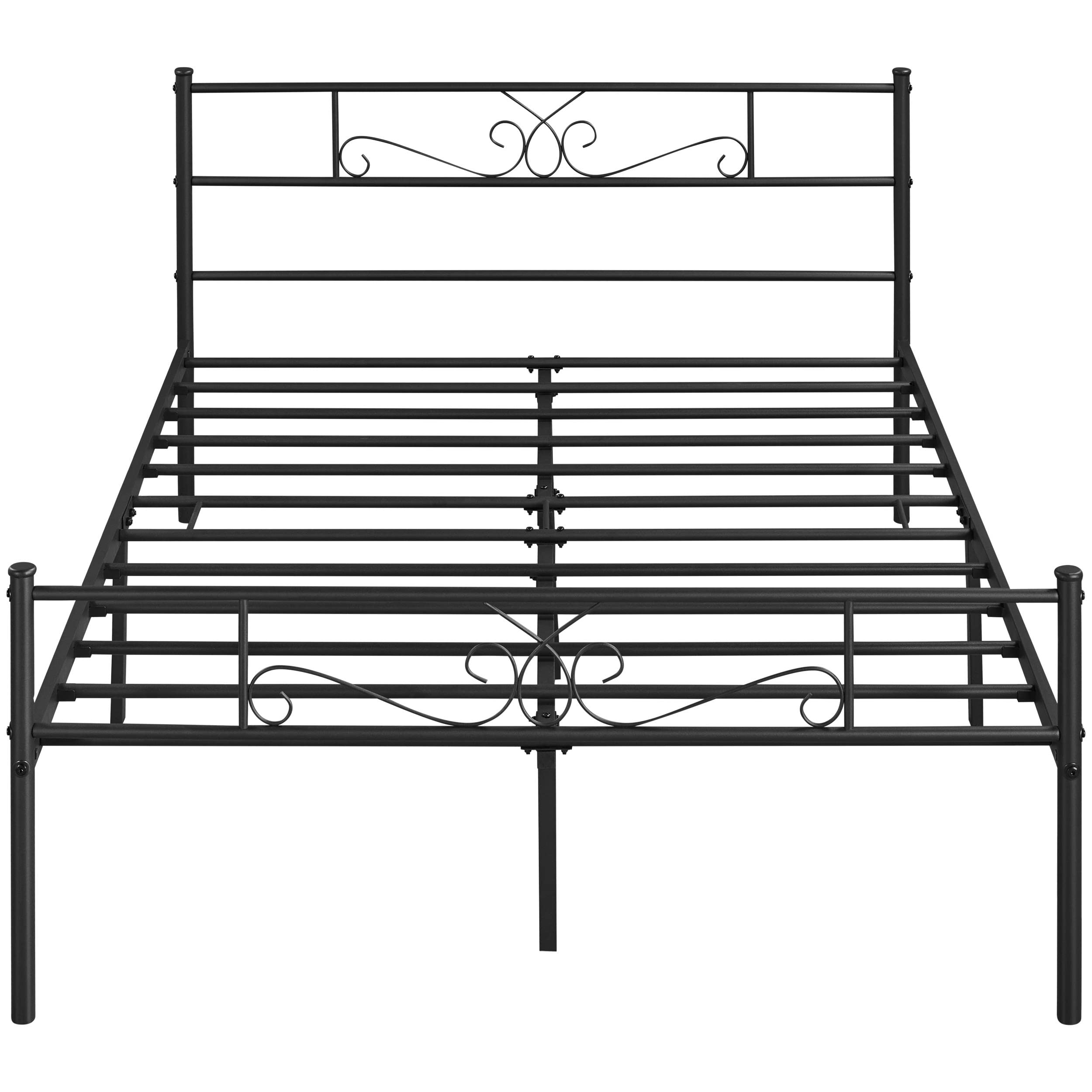 Topeakmart 13 Inch Full Size Metal Bed Frame with Headboard - Sturdy Mattress Foundation, Platform Bed & Slatted Base - Classic Black Design for Bedroom, Guest Room, Dorm & Apartment