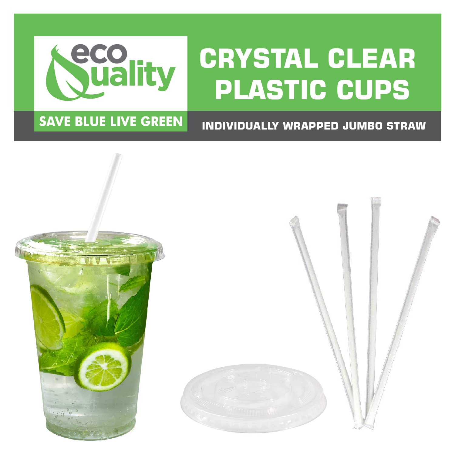 32 oz Clear Plastic Disposable Cups with Lids & Straws - 500 Count Bulk PET Cups for Cold Drinks, Smoothies, Iced Coffee, Boba Tea, Protein Shakes - Perfect for Parties, Cafes, Restaurants and Home Use