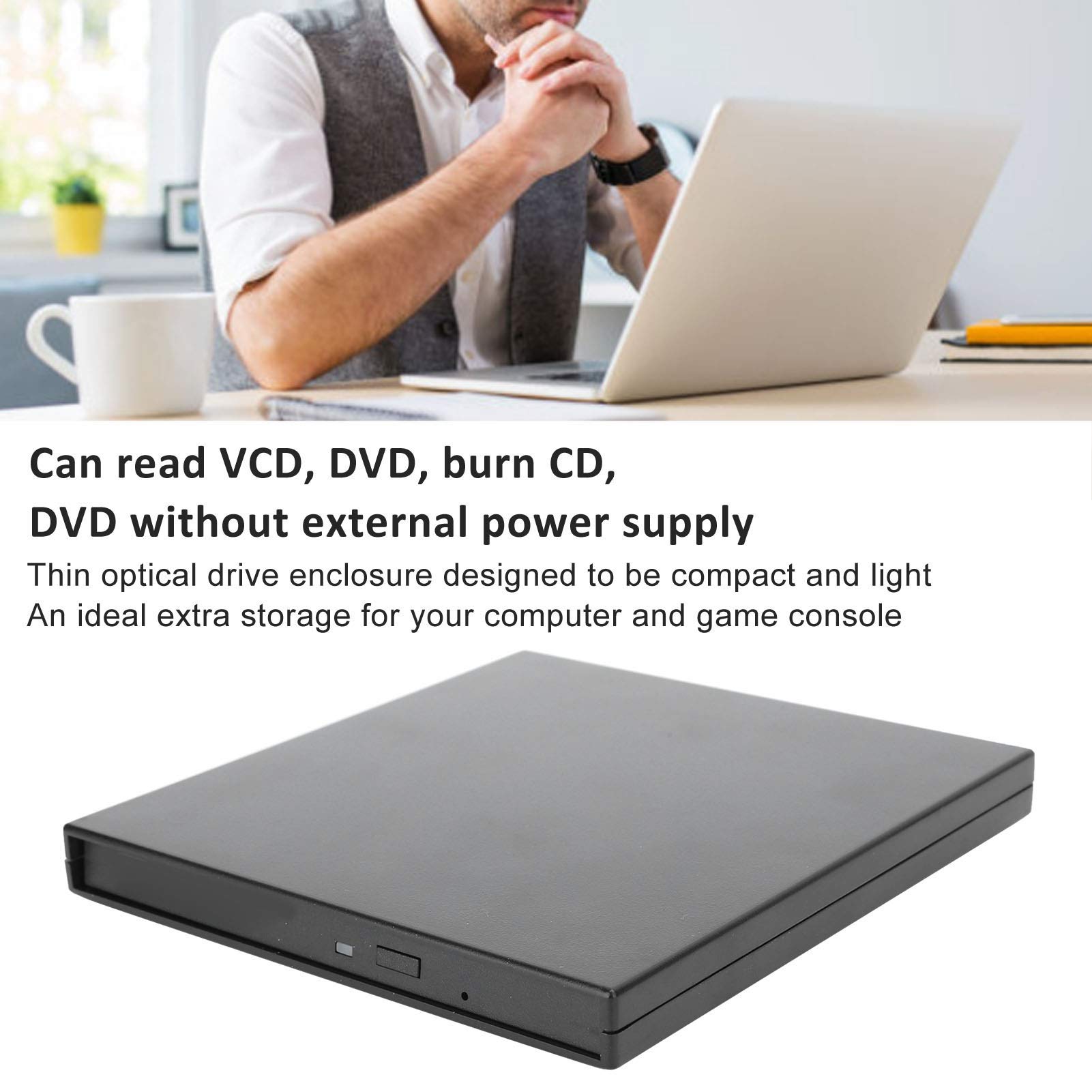 ASHATA USB 3.0 Portable External DVD Drive - CD/DVD ROM Burner for Laptop & Desktop PC, Compatible with Windows & Mac, Ideal for Home Office & Multimedia Entertainment