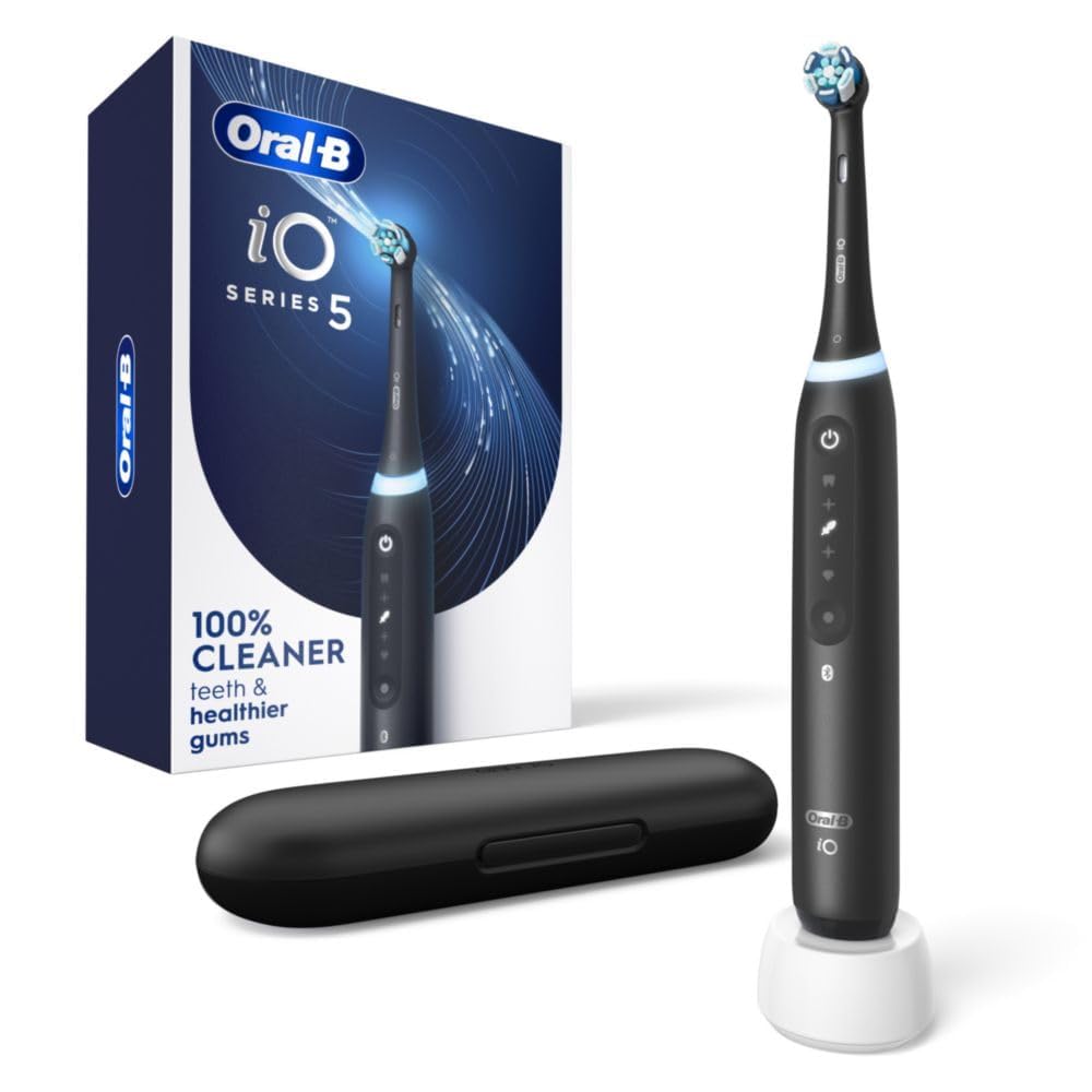 Oral-B iO Series 5 Electric Toothbrush with Pressure Sensor, 5 Modes, Timer & Travel Case - Gentle Gum Protection for Sensitive Teeth - Perfect for Home & Travel Use