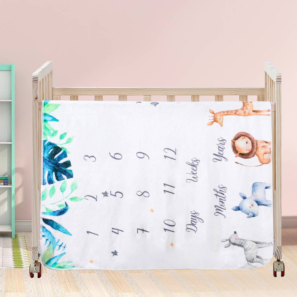 Baby Monthly Milestone Blanket - Soft & Photographic Growth Tracker for Newborns - Perfect for Monthly Photo Shoots, First Birthday & Nursery Decor