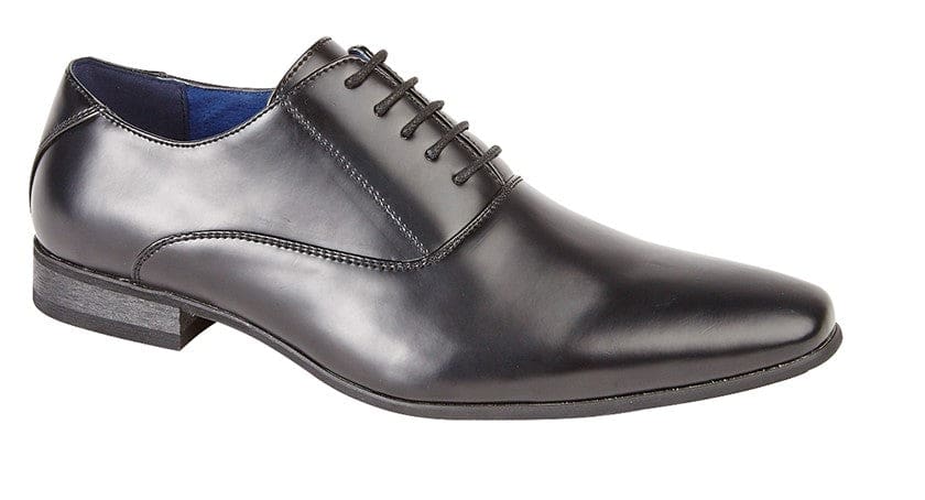 Goor Men's Black 5 Eyelet Plain Oxford Tie Shoes - Classic Formal Dress Shoes for Business, Office & Wedding Occasions