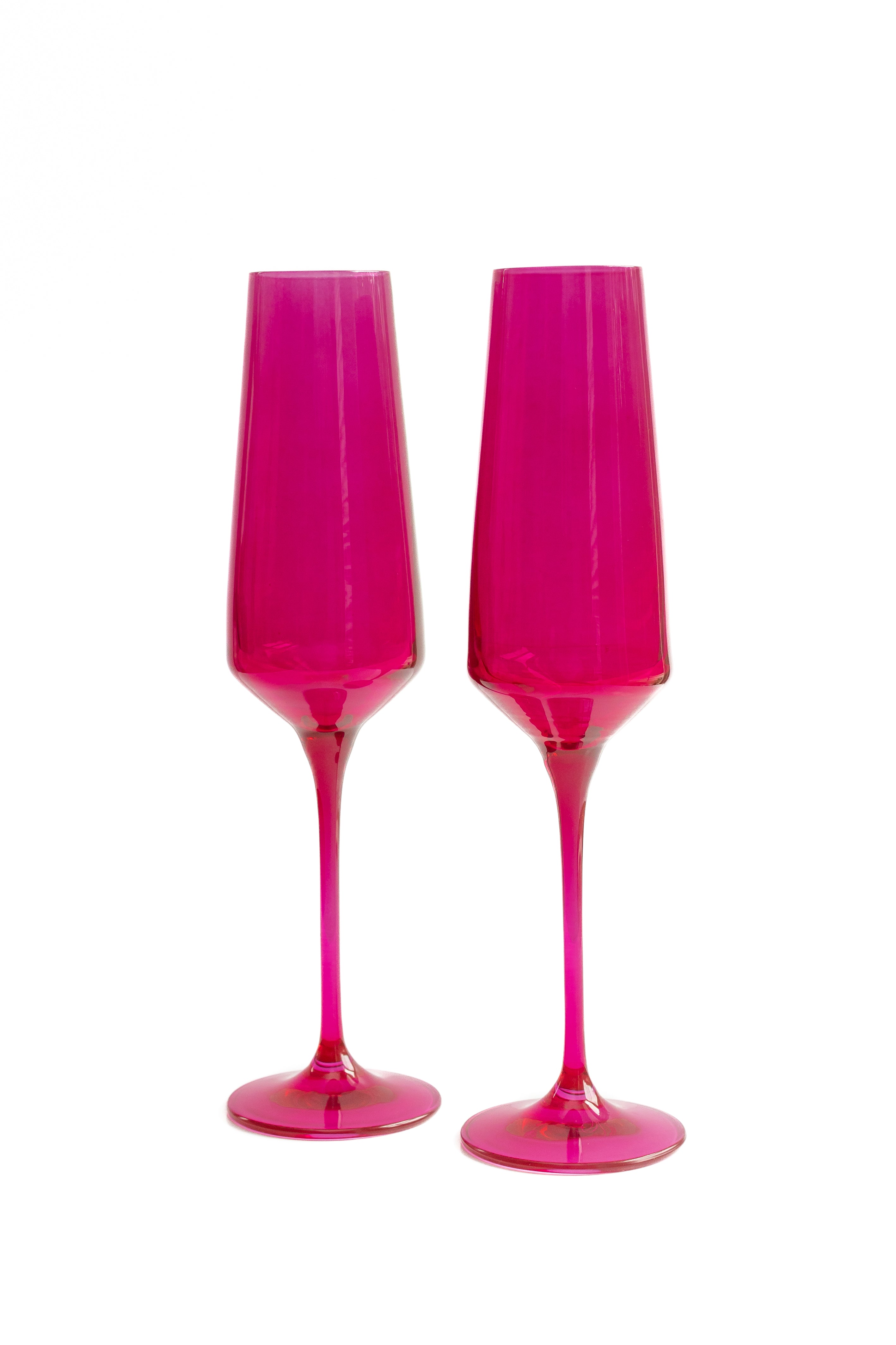 Elegant Estelle Colored Champagne Flute Set of 2 - Viva Magenta (Fuchsia) for Wedding Toasts, Anniversary Celebrations & Romantic Dinners