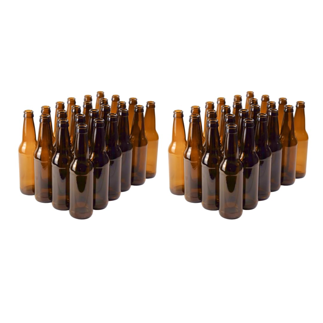 Premium 12 oz Amber Glass Longneck Beer Bottles - Pack of 48 | Food Grade, Refillable & Eco-Friendly Home Brewing Bottles with Crown Caps | Perfect for Craft Beer, Kombucha, Cider & Homemade Beverages | Made in USA