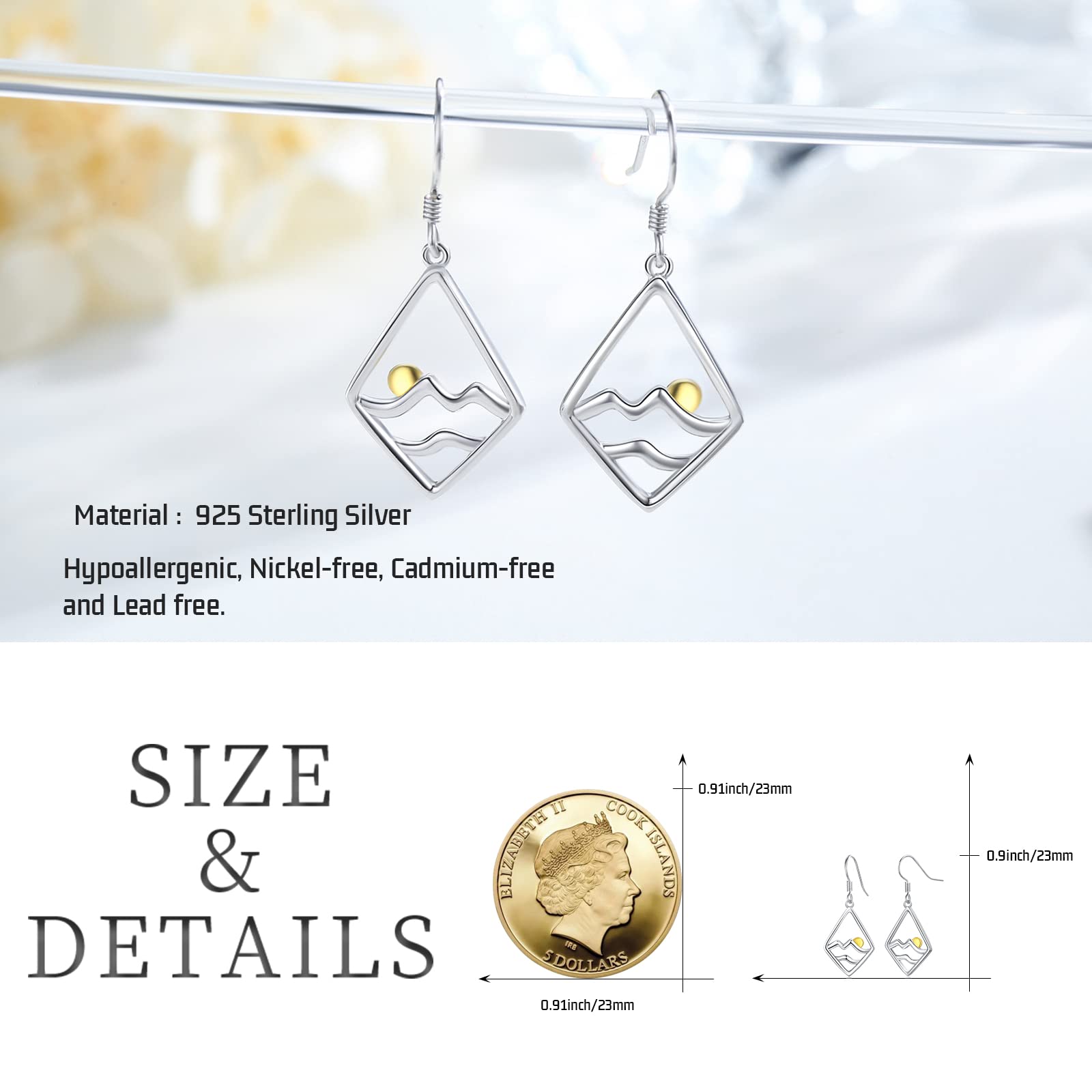 925 Sterling Silver Ocean Wave Earrings - Elegant Dangle Drop Jewelry for Women | Perfect Gift for Beach Lovers, Summer Outfits & Boho Style