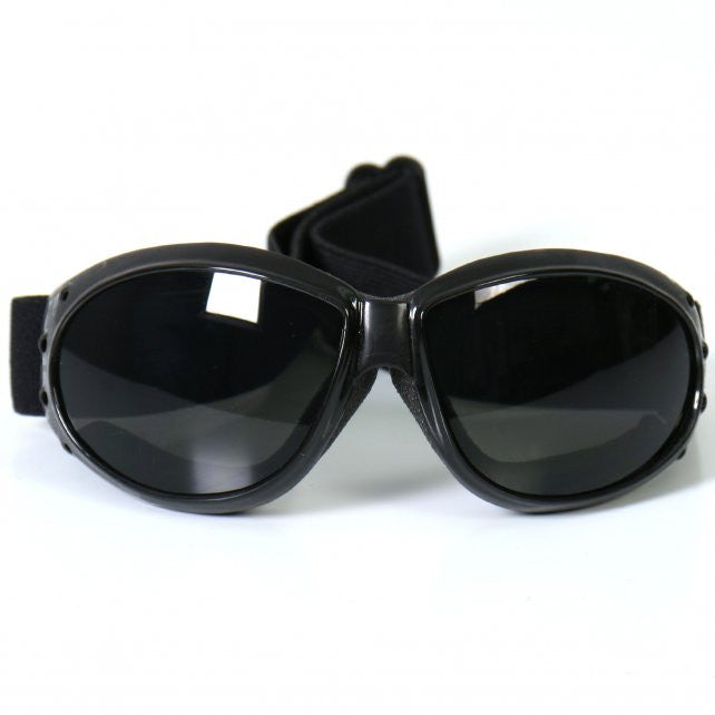 Hot Leathers Eliminator Style Motorcycle Riding Goggles with Smoke Lenses - Durable UV Protection for Harley, Cruiser & Off-Road Biking - Perfect for Day & Night Riding