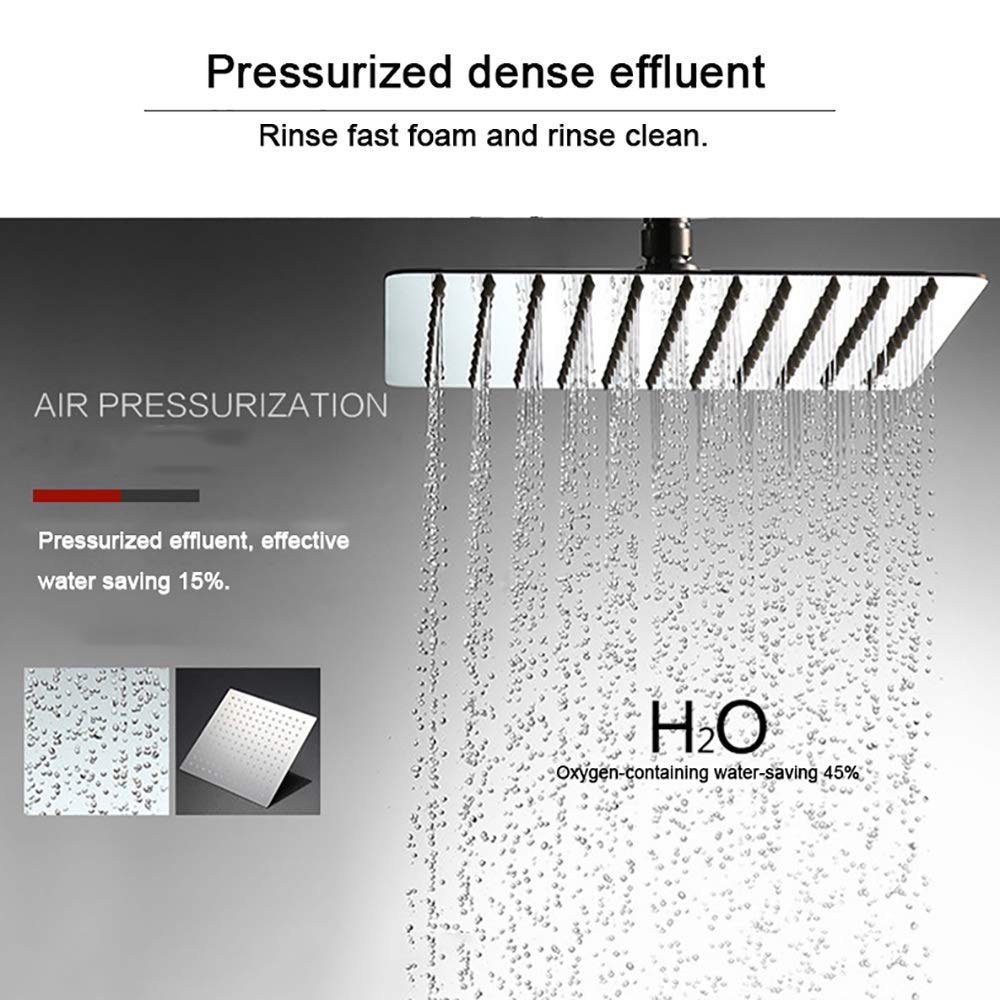 Premium Square Rainfall Shower Head System - Ultra Thin Bathroom Shower Set with Rain Mixer Combo for Luxurious Spa-Like Experience - Perfect for Modern Bathrooms and Relaxing Showers