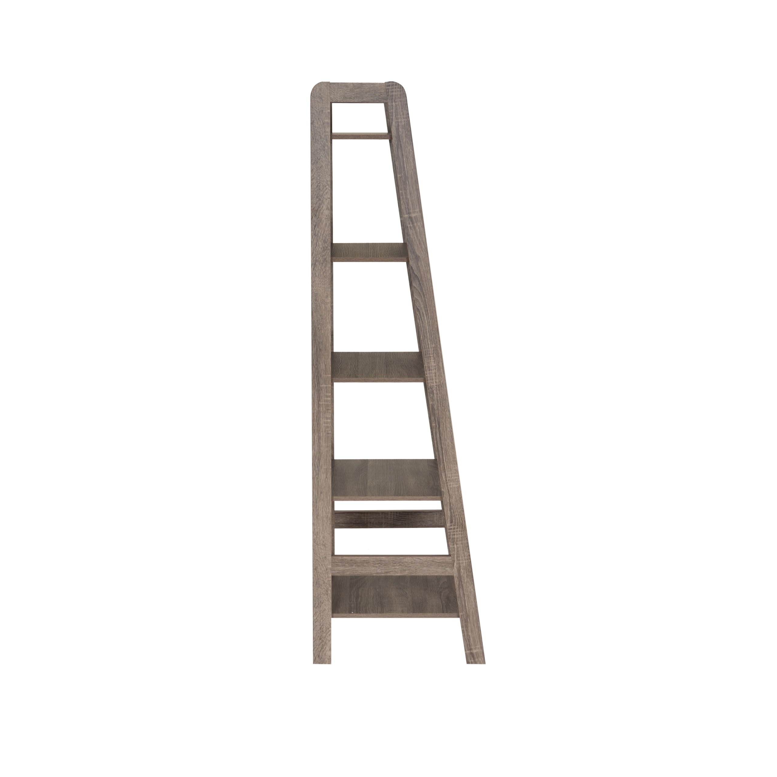 Linon Tracey Greywash Wooden 5-Shelf Ladder Bookcase - Stylish Storage for Living Room, Bedroom, or Home Office