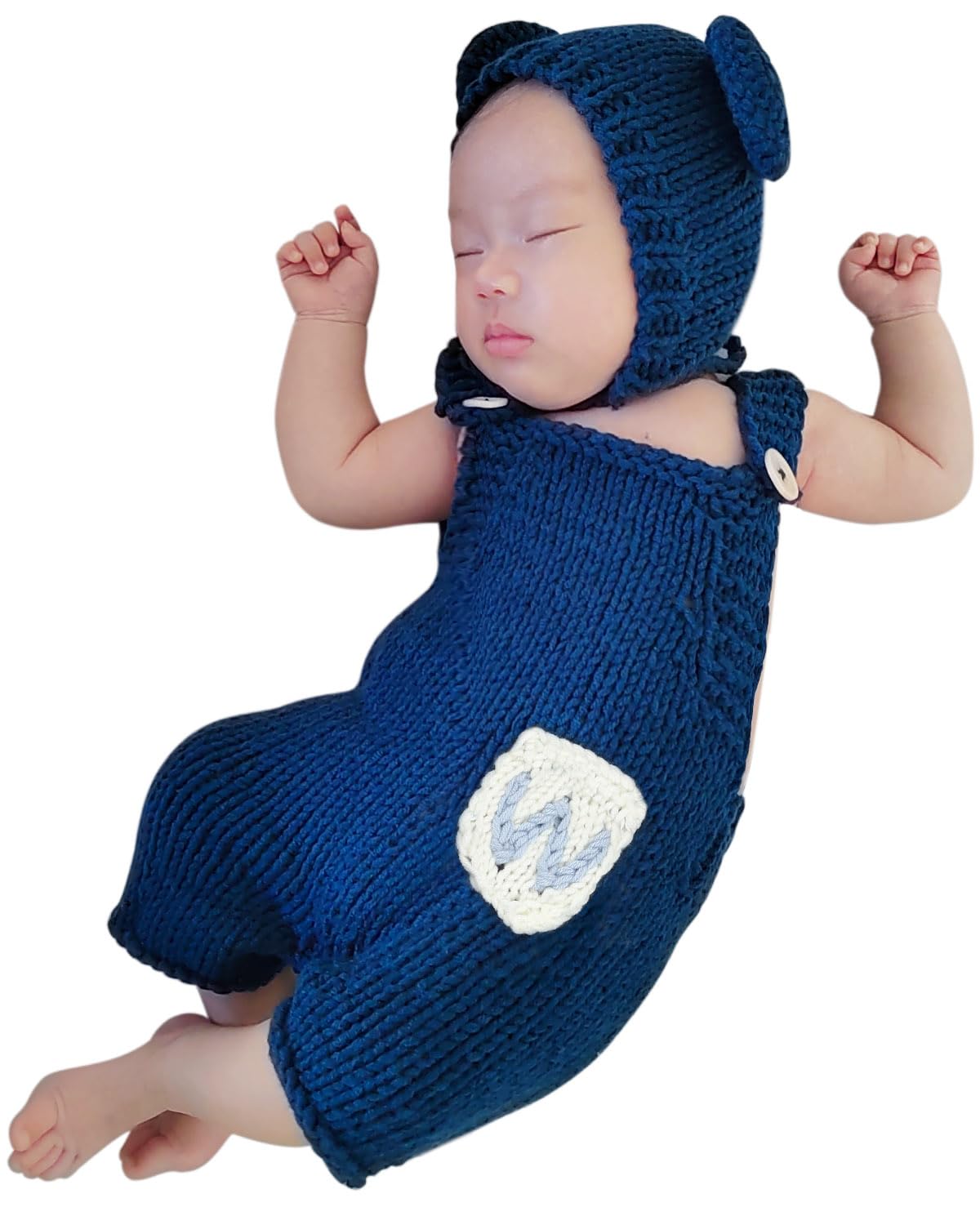 Adorable Newborn Photography Bear Outfits - Soft Crochet Knitted Romper for Baby Photoshoot (Boy & Girl) - Perfect for First Birthday, Christening & Family Portrait Sessions