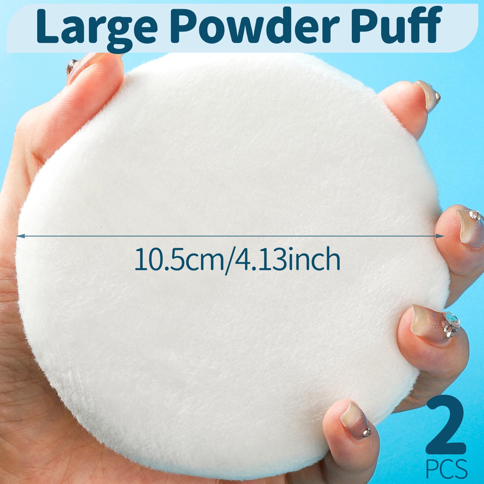 Teenitor 2-Pack Large Velour Powder Puffs (4.13 Inch) - Soft Body Powder Applicator for Loose Powder with Container - Perfect for Makeup & Body Powder Application at Home or Salon