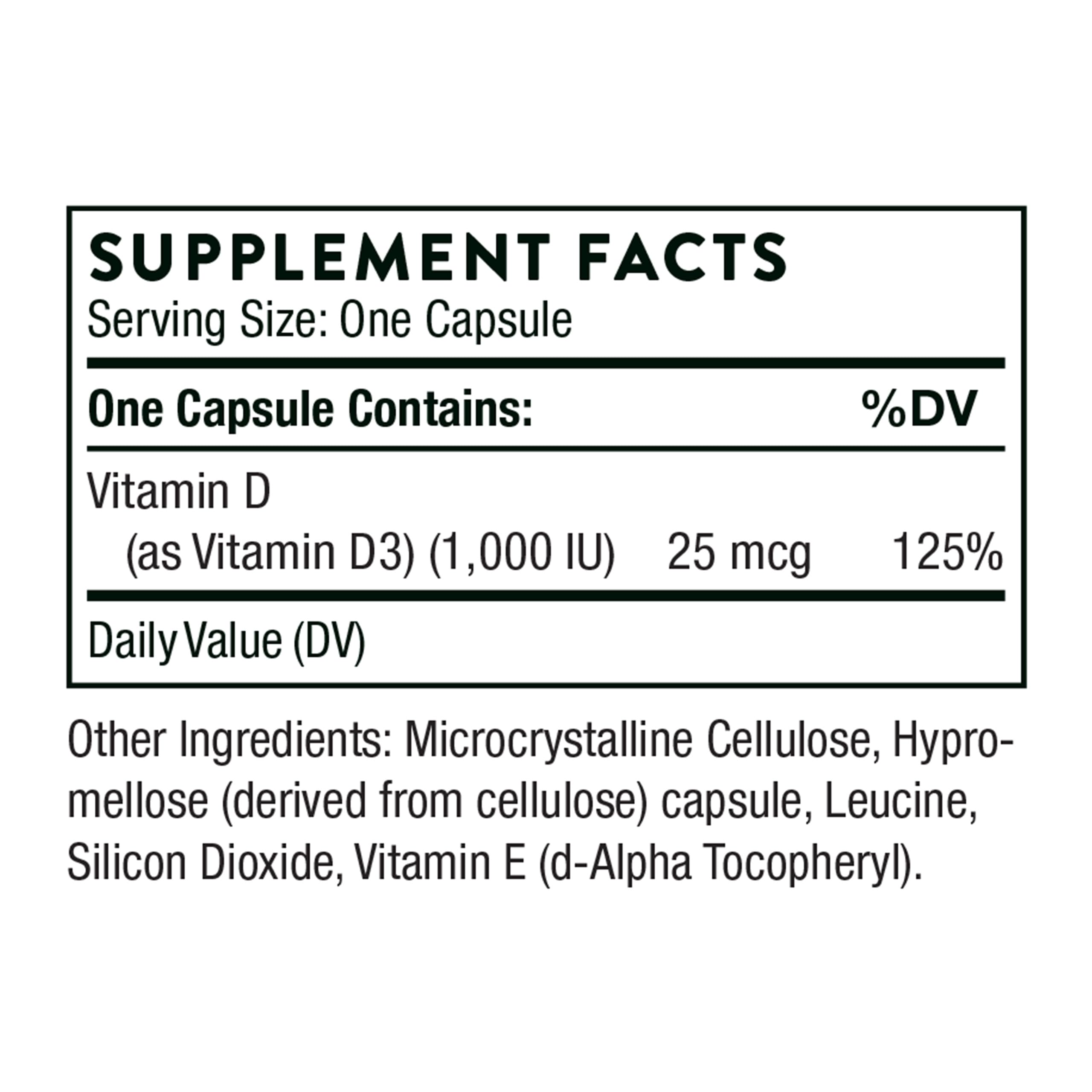 THORNE Vitamin D3 Supplement 1,000 IU - 90 Capsules for Bone, Teeth & Immune Support | Gluten, Dairy & Soy Free | Cardiovascular Health Boost | Perfect for Daily Wellness & Immune System Maintenance