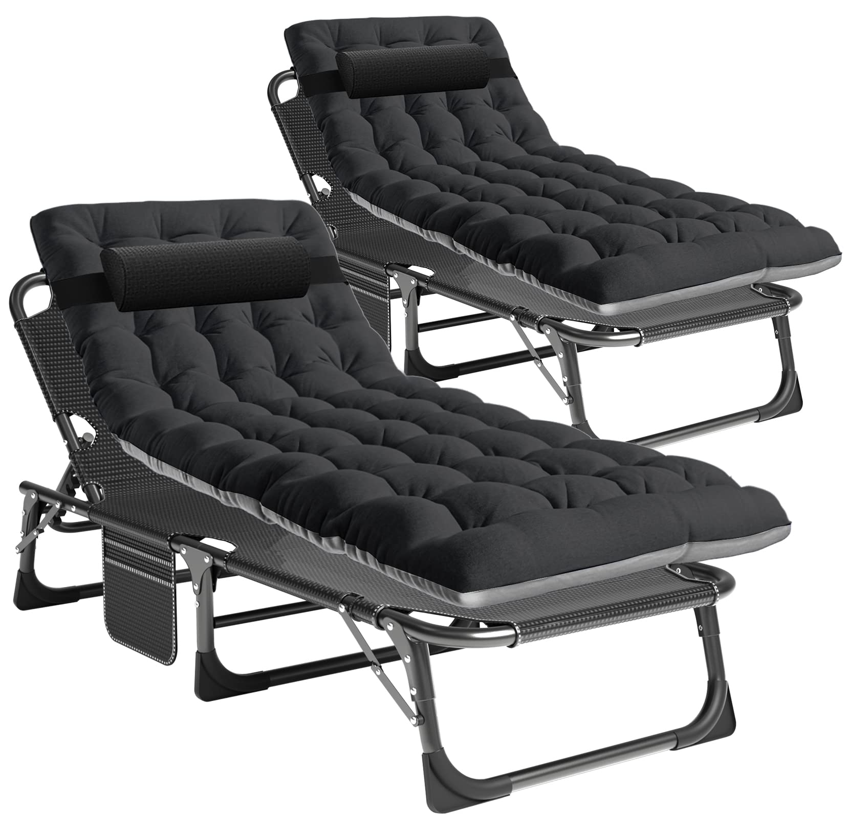 Barbella 4-Position Adjustable Folding Camping Cot with Mattress - Portable Patio Lounge Chair for Adults, Outdoor Sunbathing, Camping, Poolside & Beach Relaxation | Perfect for Backyard, RV Trips and Travel