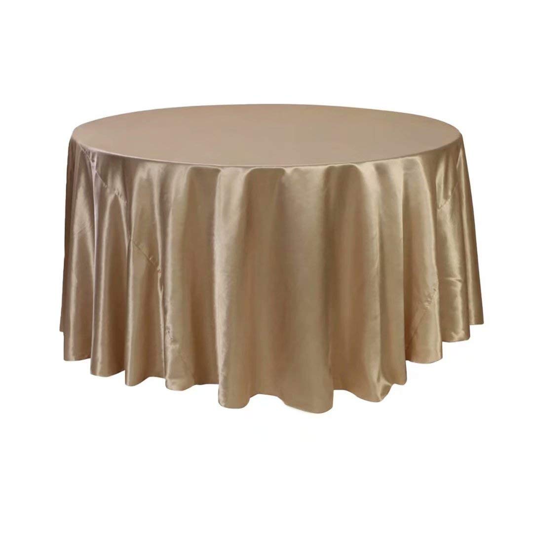 HAORUI 90-Inch Round Satin Tablecloth - Elegant Champagne Color for Kitchen, Buffet, Wedding & Banquet Events | Perfect for Dining, Party Decor & Special Occasions