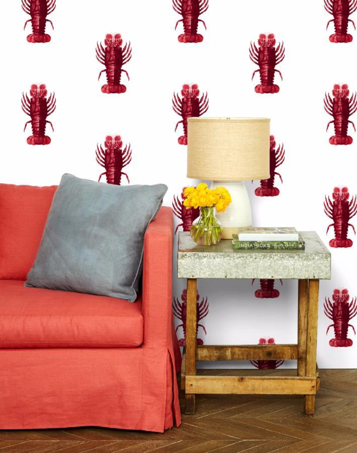 Jack The Crustacean Wallpaper by Wallshoppe - Vibrant Red Crustacean-Themed Wallpaper for Coastal & Nautical Home Decor - Perfect for Beach Houses, Bathrooms & Coastal-Inspired Interiors