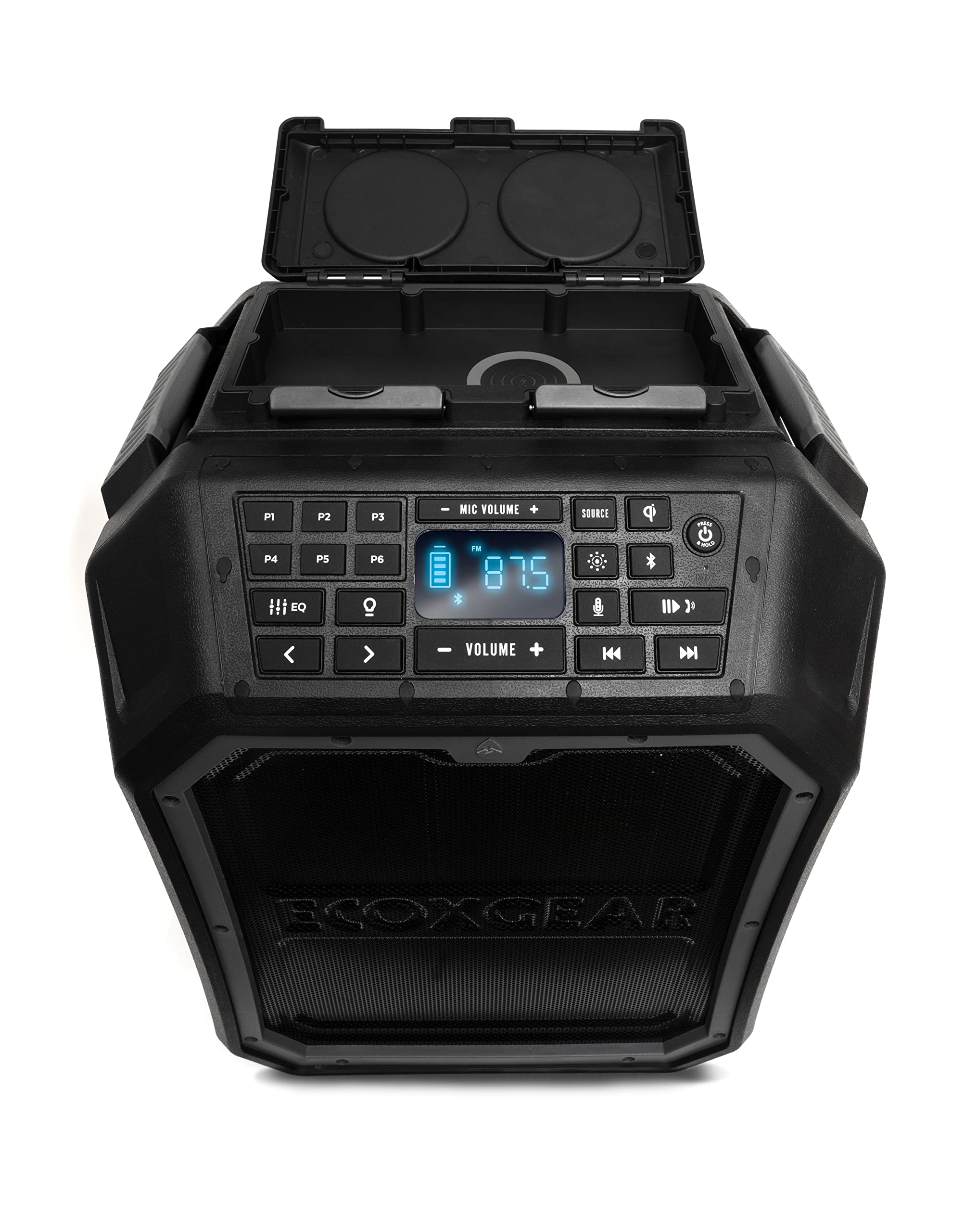 ECOXGEAR EcoBoulder Extreme Rugged Waterproof Floating Portable Bluetooth Speaker - 120W High Power, Built-in Party Lights & Dry Storage (Gray) - Perfect for Pool Parties, Beach Outings, Camping & Outdoor Adventures