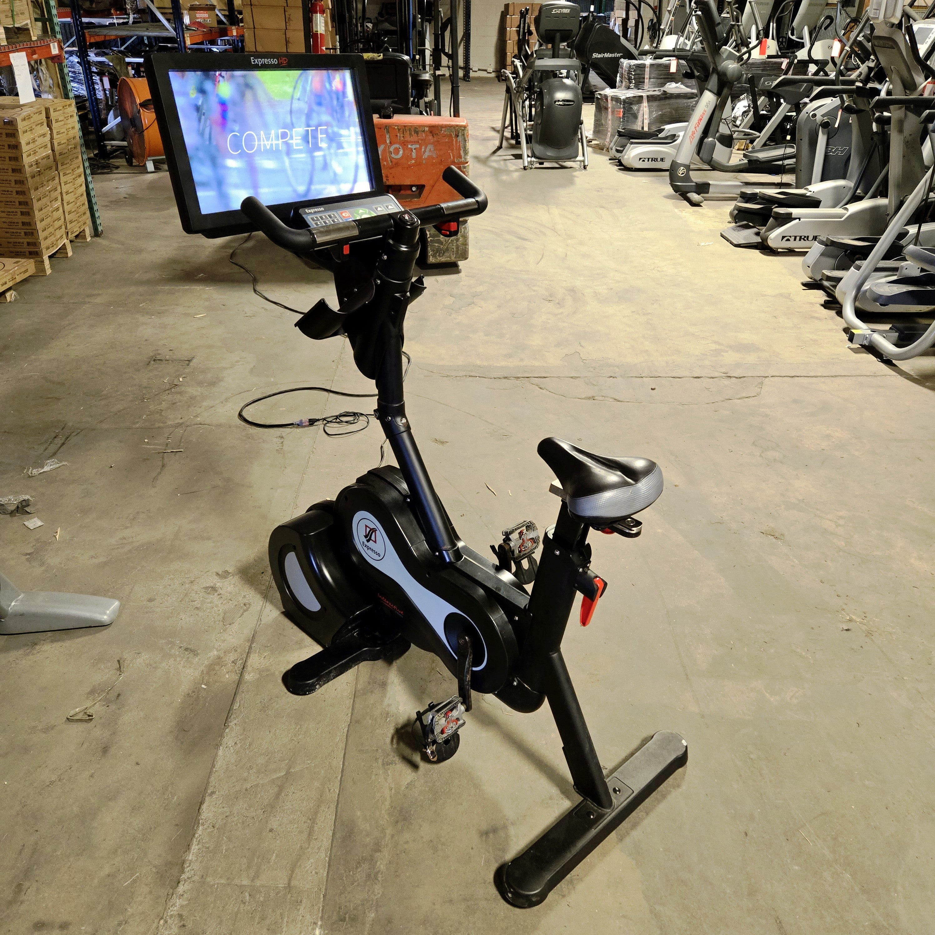 Premium Expresso Upright Exercise Bike with Virtual Interactive Display - Perfect for Home Gym, Cardio Workouts & Indoor Cycling Training