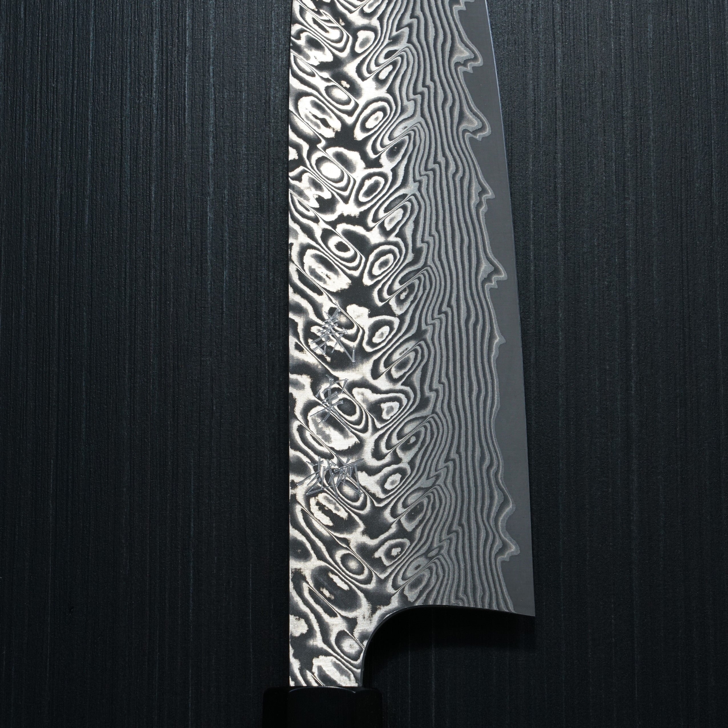 Premium Yoshimi Kato SG2 Super Gold 2 V-Shaped Black Damascus Santoku Knife with Water Buffalo Walnut Handle - Professional Japanese Kitchen Knife for Slicing, Dicing & Chopping Vegetables, Meat & Fish
