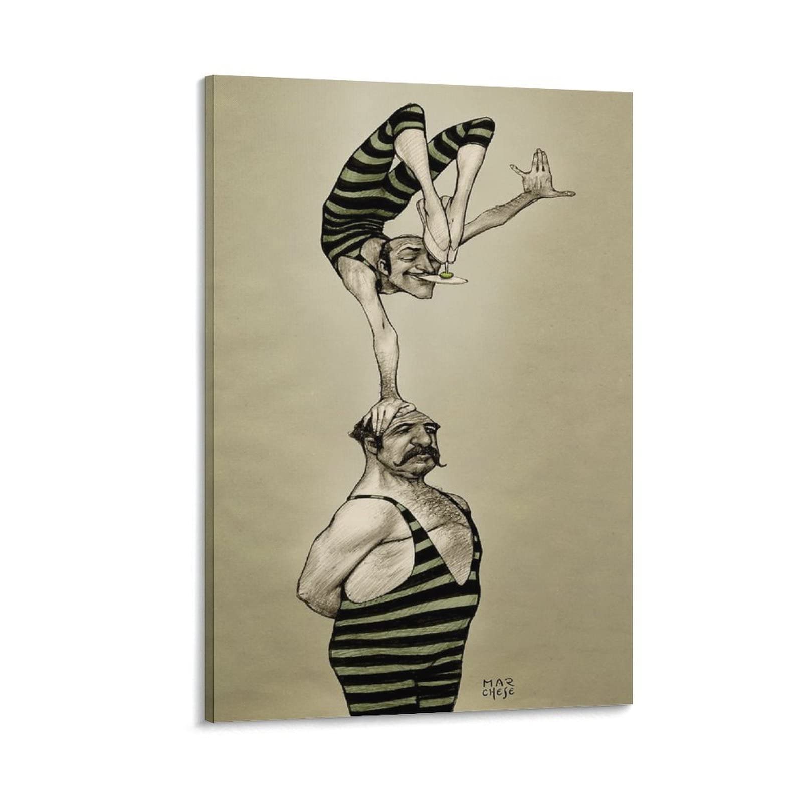 Vintage Circus Painting Illustration Posters - 24x36 Inch (60x90cm) Canvas Wall Art for Room Aesthetic, Framed Wall Decor - Perfect for Living Room, Bedroom, Office & Gift Giving