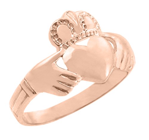 10K Rose Gold Traditional Irish Claddagh Ring for Women - Authentic Celtic Love Friendship Loyalty Wedding Band - Perfect for Valentine's Day, Anniversary & Proposal Gifts