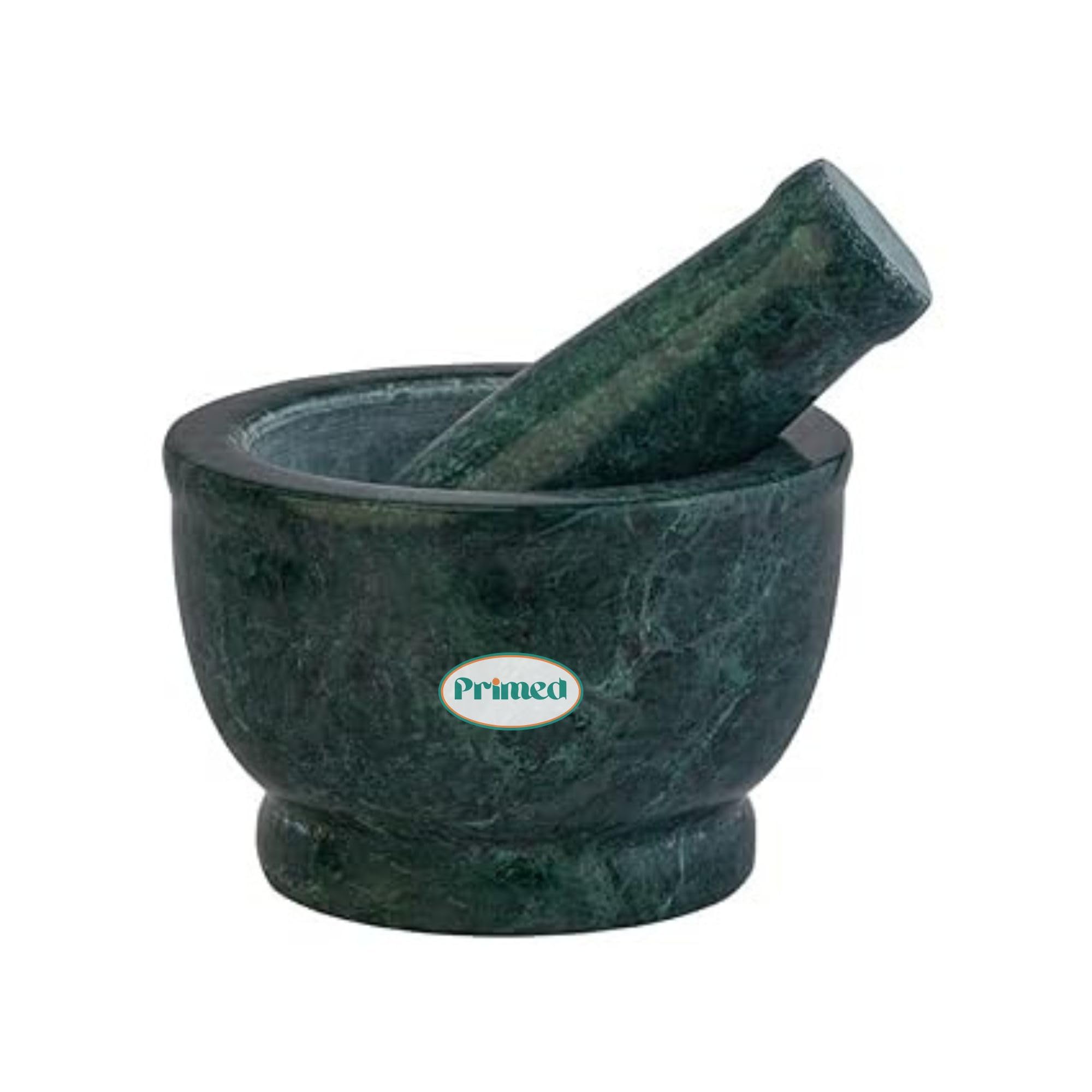 5 Inch Green Marble Granite Mortar and Pestle Set - Imam Dasta, Okhli Musal, Kharal, Khalbatta - Traditional Spice Grinder & Mixer for Kitchen - Perfect for Grinding Herbs, Spices, and Making Pastes
