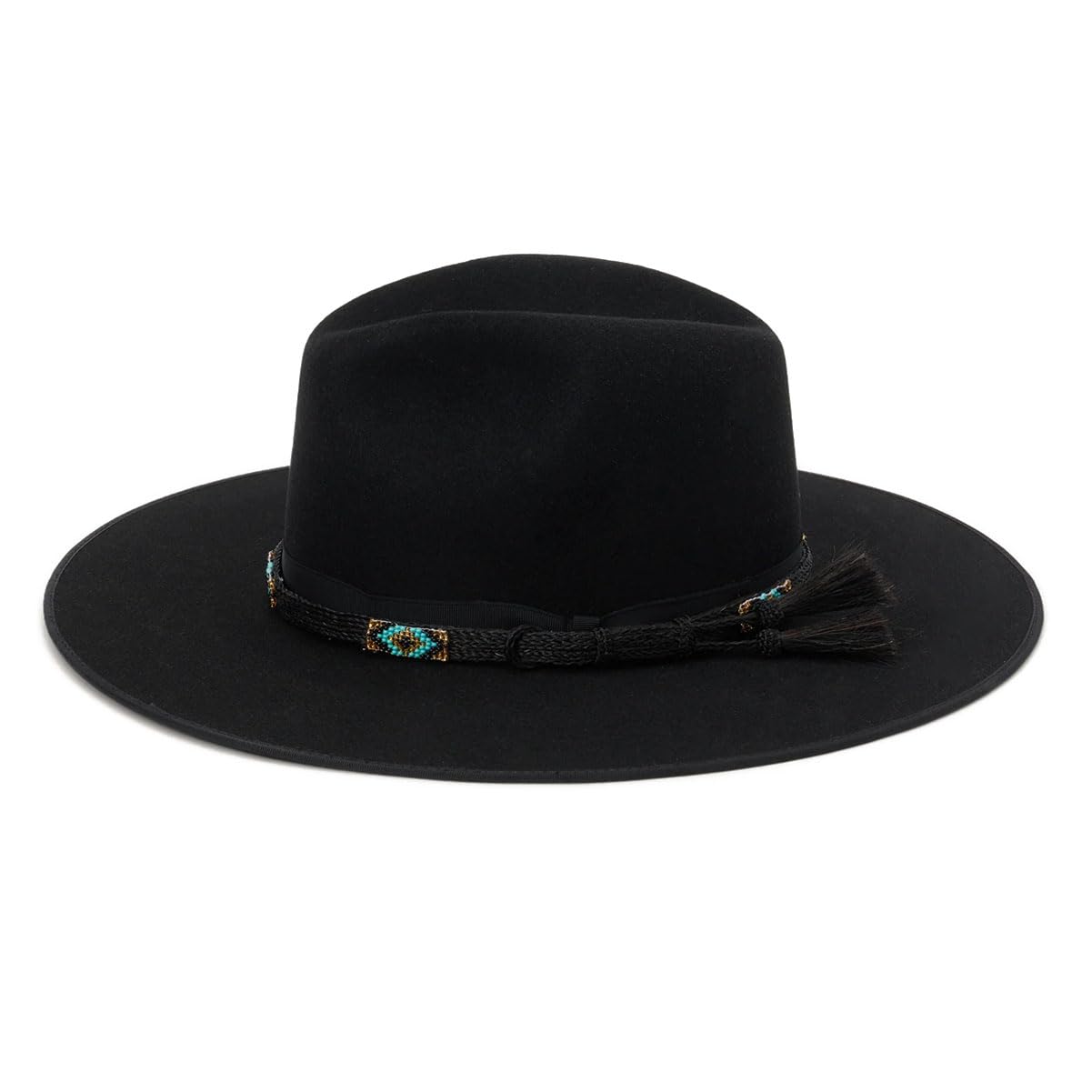 Stetson Women's Helix Flat Brim Wool Felt Black Western Cowgirl Hat (XWHELX-133607) - Perfect for Rodeo, Country Music Festivals & Western Fashion Outfits