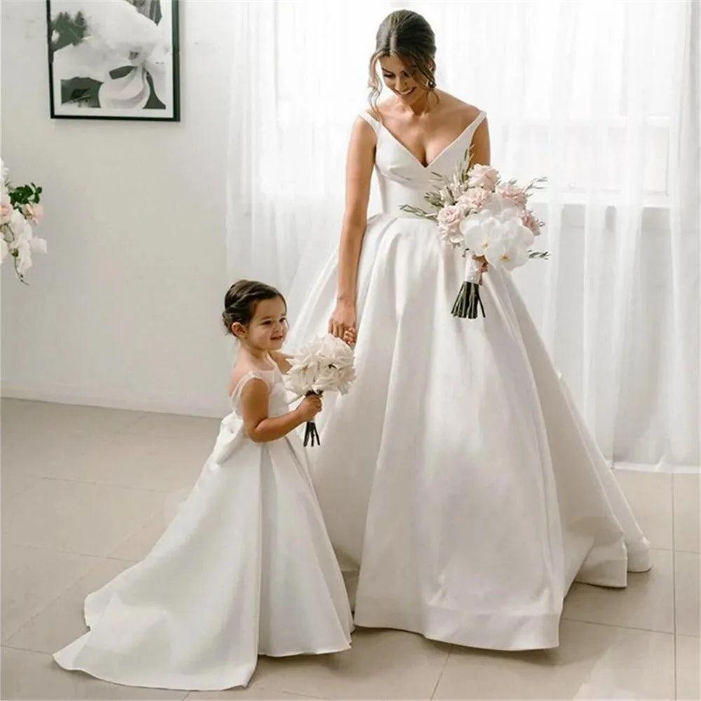 Elegant Tulle Long Flower Girl Dress for Weddings & Special Occasions - Perfect for Bridal Parties, Pageants & Formal Events