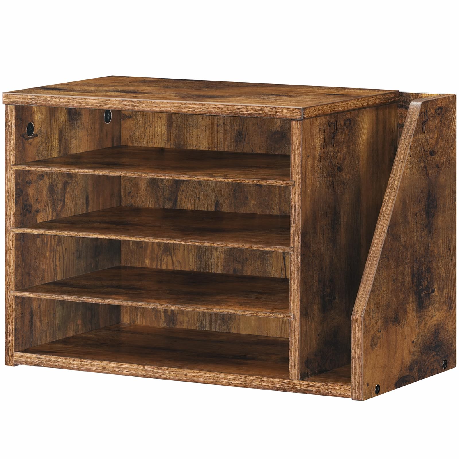 HOOBRO Wooden Mail Sorter with Adjustable Shelves - Rustic Brown Literature Organizer for Office & Home - Paper & Magazine File Holder - Perfect for Desk Organization, Mail Sorting & Document Storage