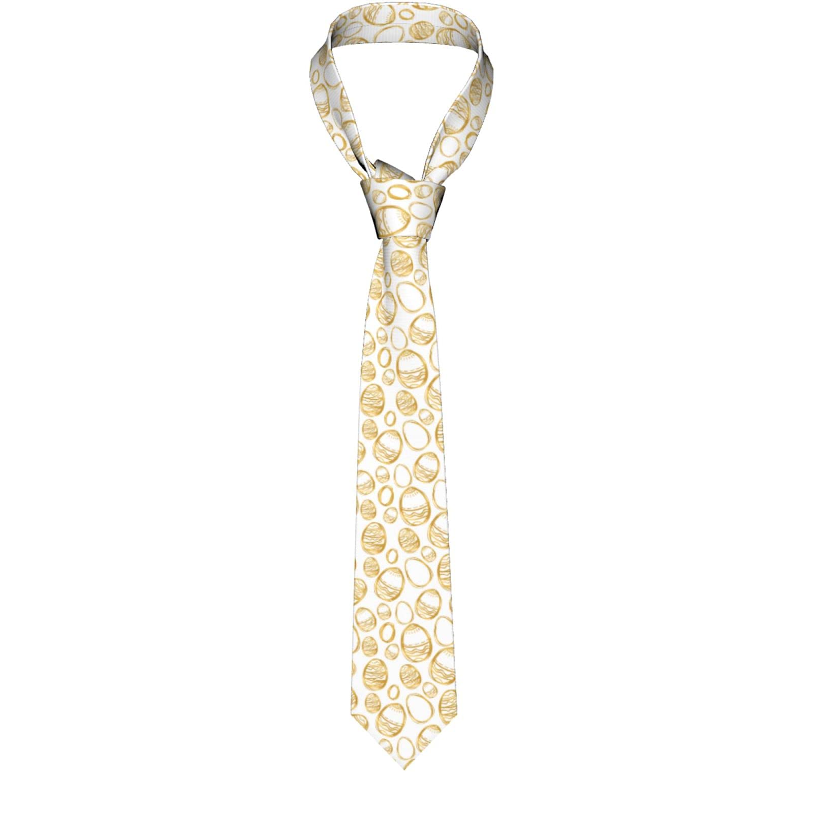 Attducza Men's Golden Easter Egg Novelty Skinny Tie - Slim Business Necktie for Wedding, Party & Formal Suits | Perfect for Easter Celebrations, Office Wear & Special Occasions