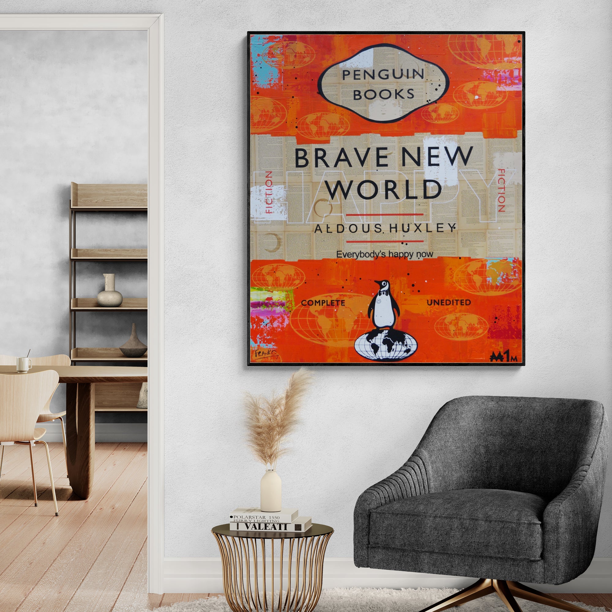 Urban Pop Book Club Painting - 47x39 Inch Modern Art Canvas Wall Decor for Living Room, Bedroom & Office | Brave 120cm x 100cm Abstract Artwork