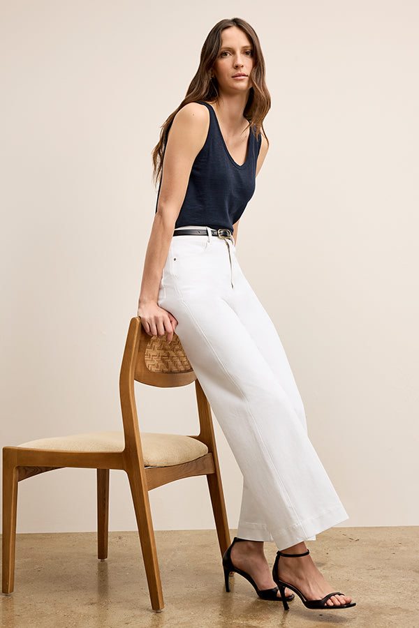 Milo Wide Leg Jeans for Women - Eco-Friendly Stretch Denim Pants in White | Comfortable & Sustainable Fashion for Casual Wear & Office Outfits