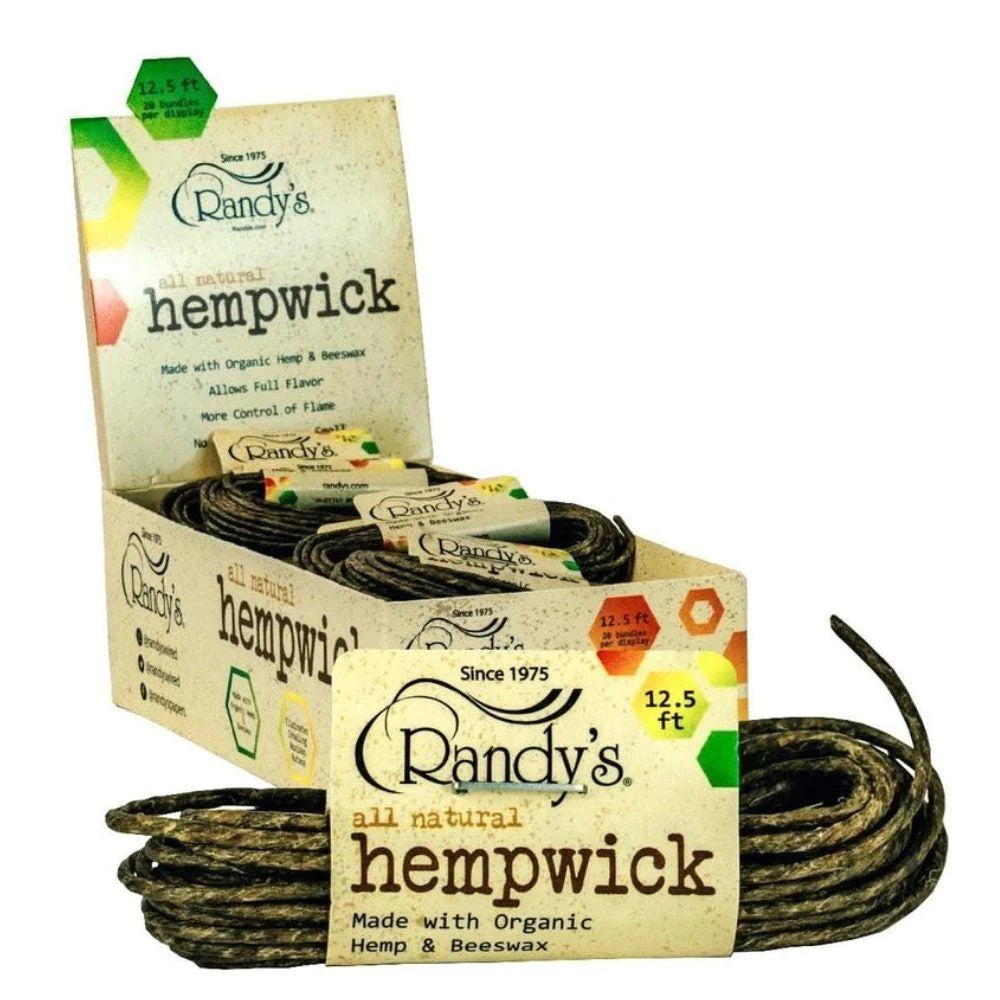 Organic Randy's Hemp Wick - 100% Natural Beeswax Coated Hemp String for Safer Smoking, Candles & DIY Crafts - Eco-Friendly Alternative to Lighters & Matches
