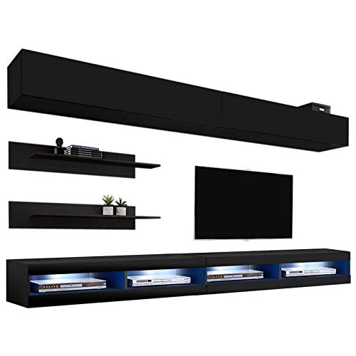 Modern Floating TV Stand with Storage & LED Lights - Wall-Mounted Entertainment Center for Bedroom & Living Room - 34