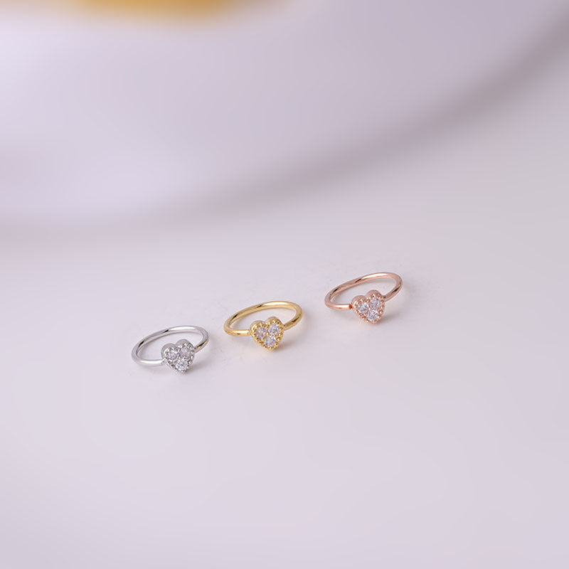 18K Rose Gold Dainty Cubic Zirconia Pave Septum Ring - Elegant Nose Piercing Jewelry for Women | Perfect for Everyday Wear, Parties & Special Occasions