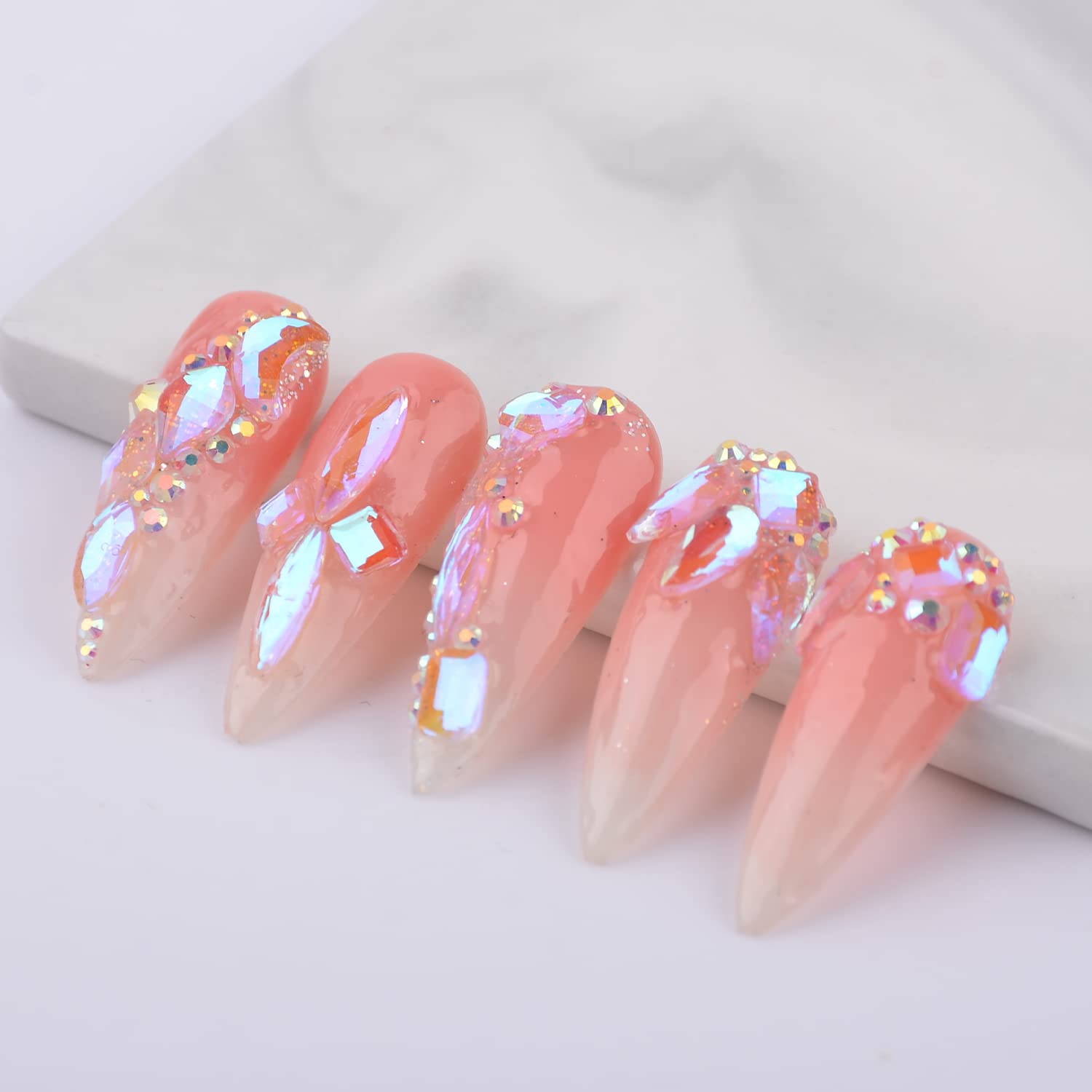 100Pcs 3D Nail Art Rhinestones Kit - Multi-Shaped AB Flatback Crystal Gems with Clear AB Coating, Star & Moon Drop Glass Diamonds for Nail Design, Jewelry Making & DIY Crafts | Perfect for Manicures, Home Decor & Gift Projects