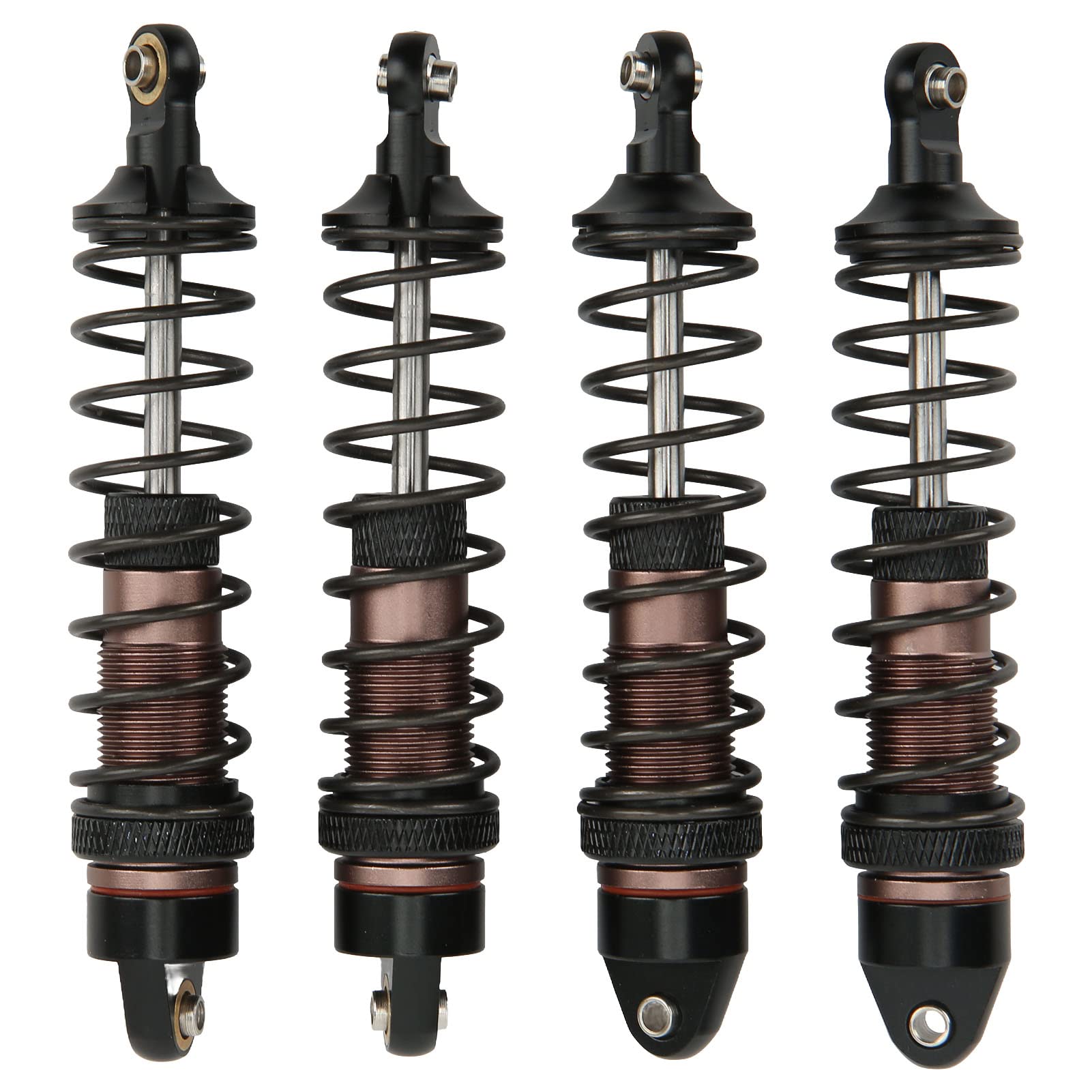 BigKing RC Shock Absorber - 4pcs Universal Aluminum Alloy Front/Rear Shocks for 1/10 Scale RC Cars | Durable Off-Road Bashing & Crawling Performance Upgrade