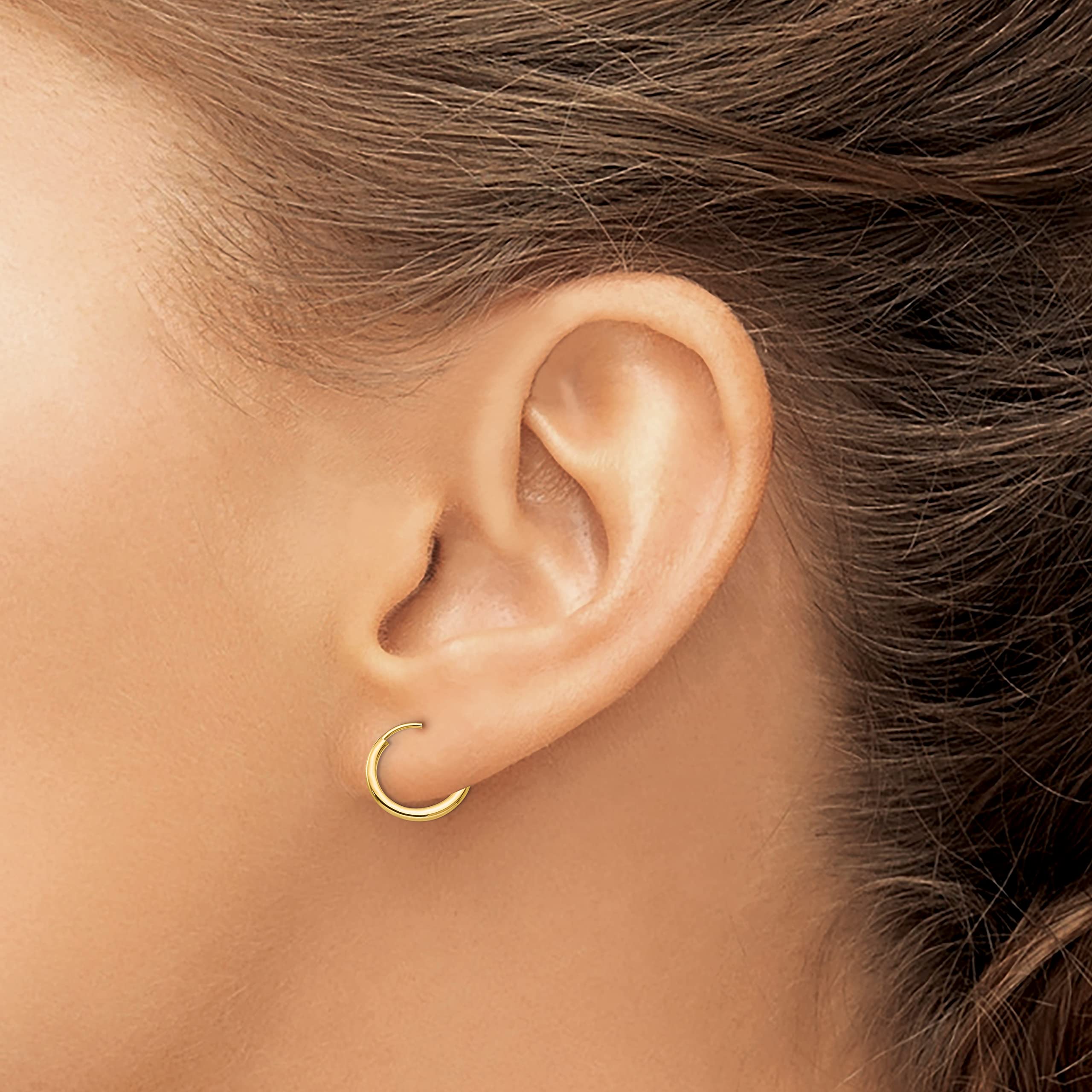 14K Solid Yellow Gold Endless Hoop Earrings Set of 3 Pairs - Classic Minimalist Jewelry for Everyday Wear, Gift Giving & Special Occasions