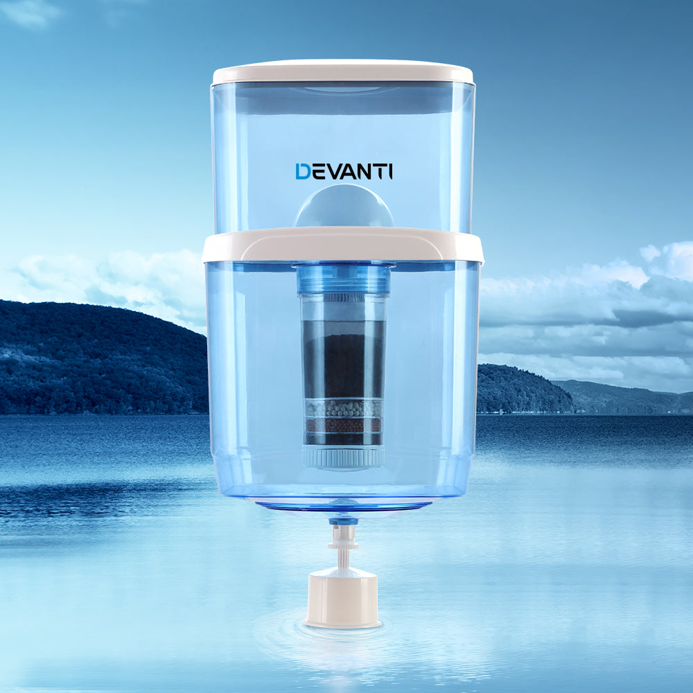 Devanti 22L Water Cooler Dispenser with Filtration System - Top Loading Bottle Water Dispenser for Home & Office Use